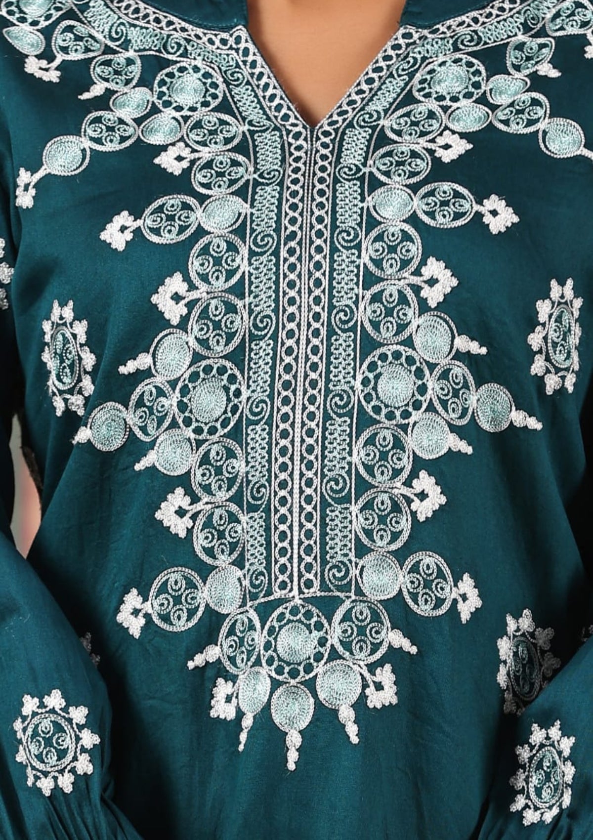 Blue Threadwork Pure Cotton Palazzo Set - KAJREE