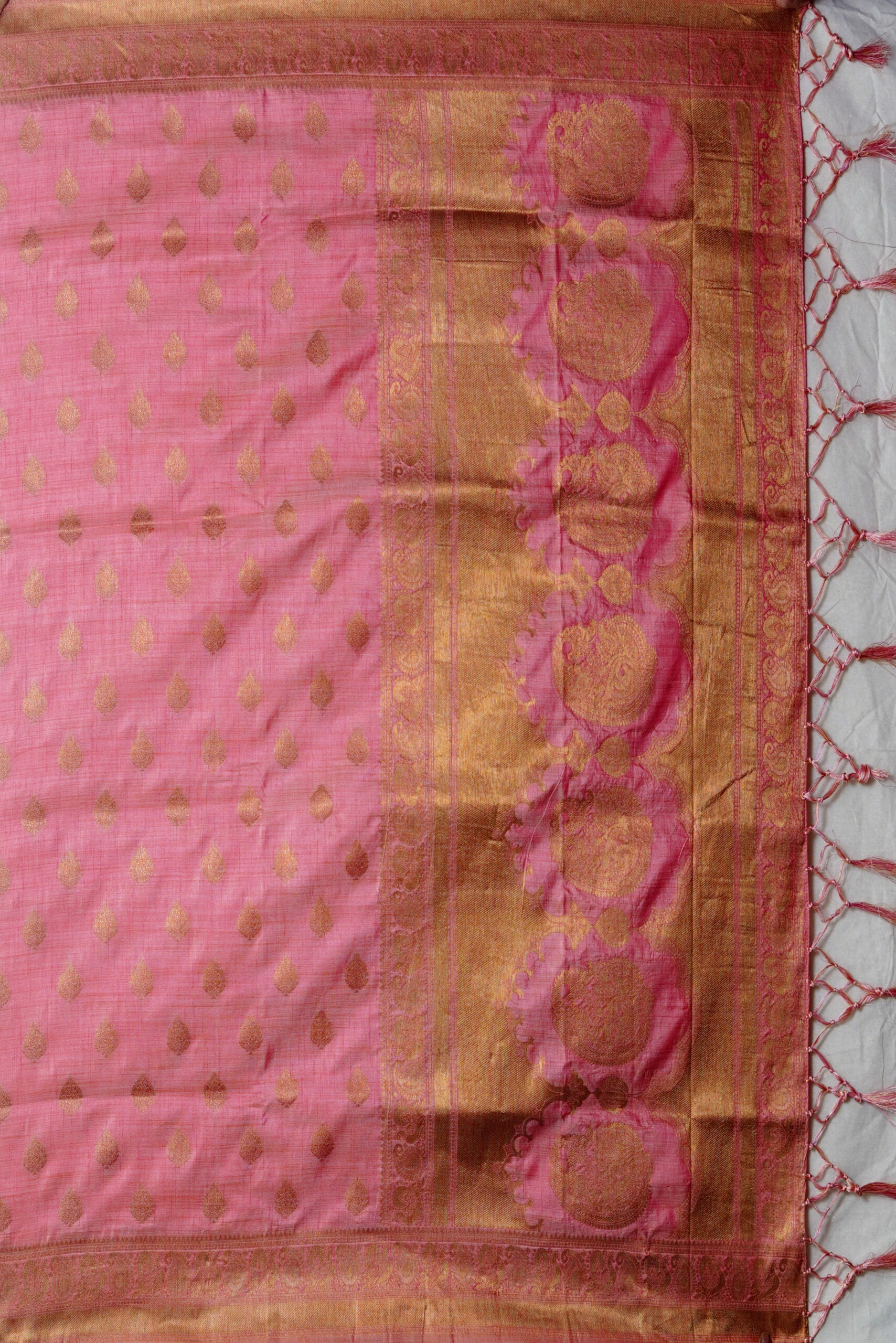 Pink Zariwork Raw Silk Saree - KAJREE