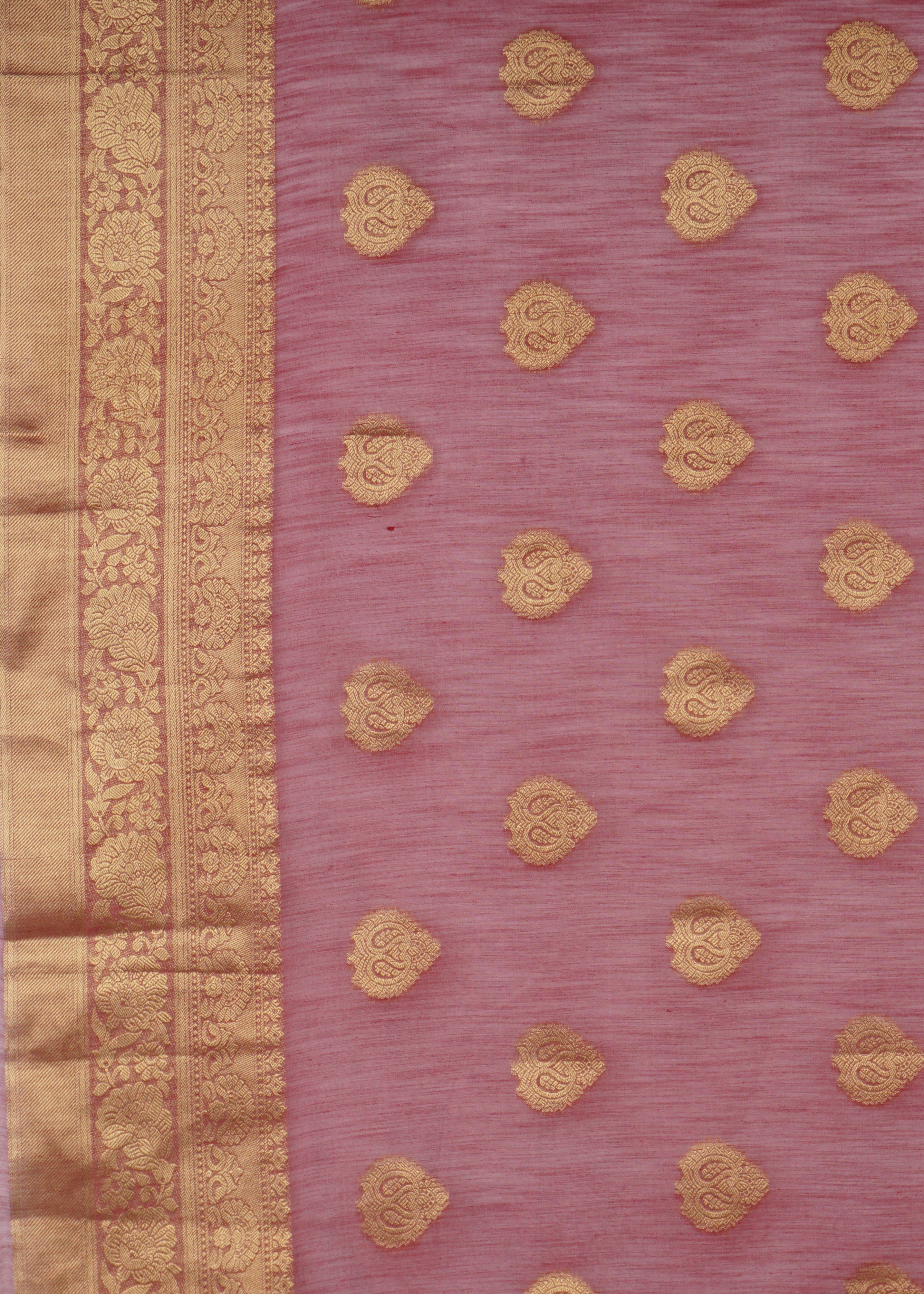 Wine Foil Print Linen Saree 