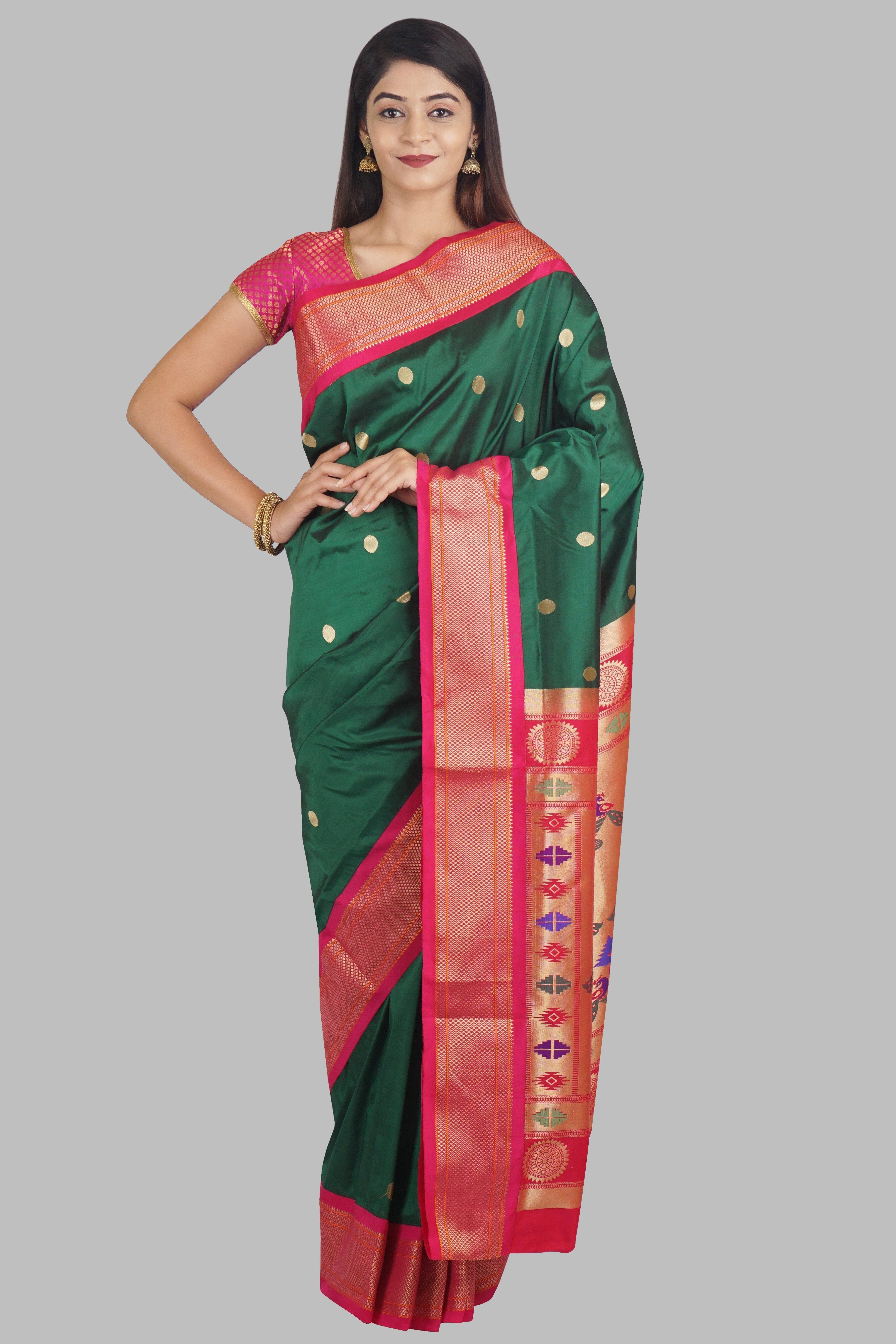 Green Zariwork Paithani Silk Saree - KAJREE