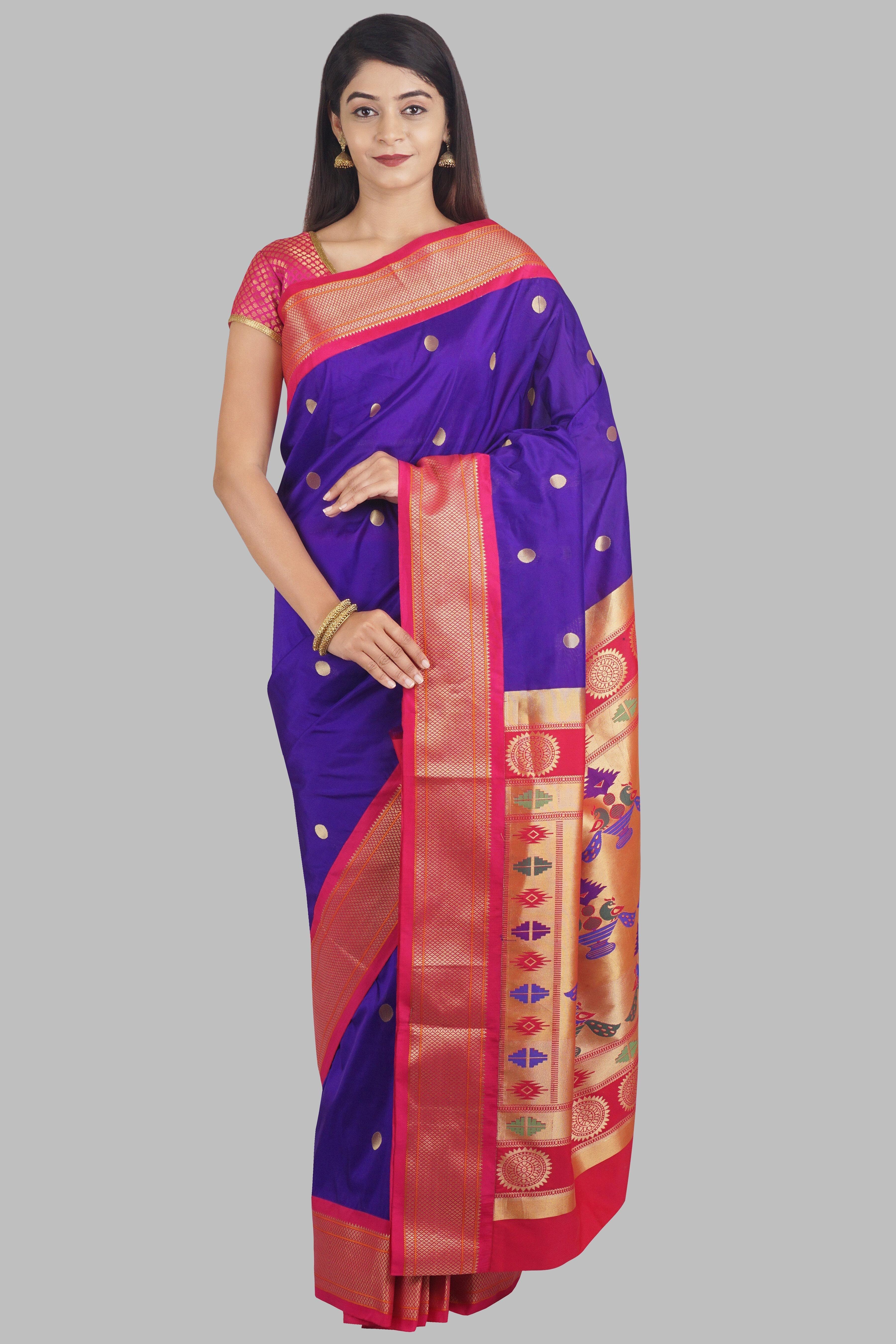 Purple Zariwork Paithani Silk Saree - KAJREE