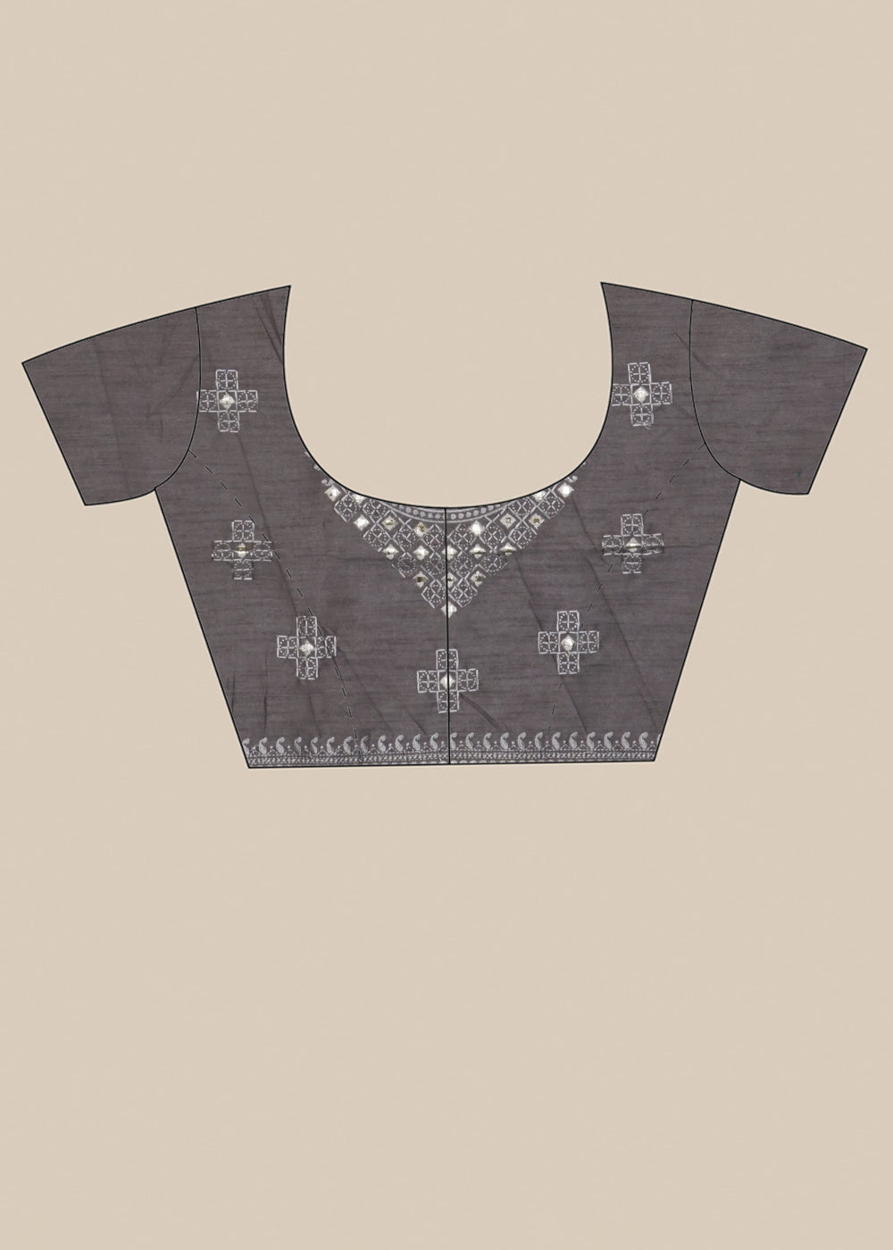 Grey Abla Work Organza Saree 