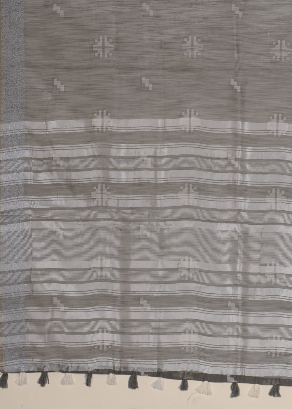 Grey Woven Design Linen Saree - KAJREE