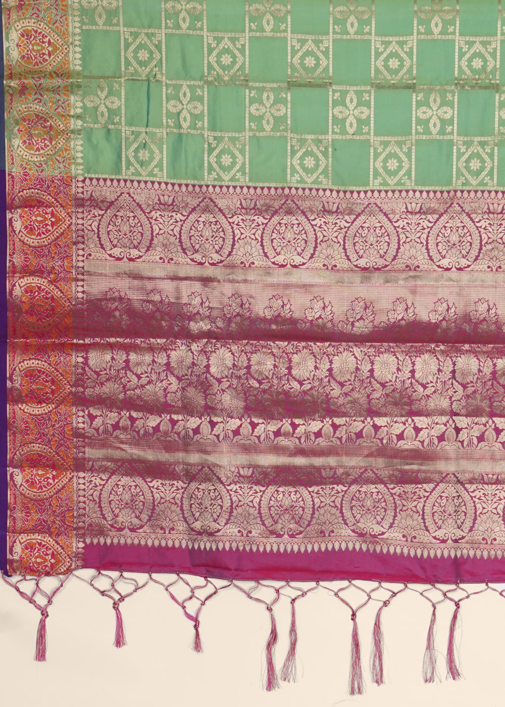 Parrot Green Zariwork Soft Silk Saree 