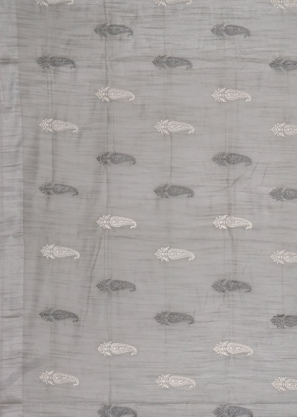 Grey Threadwork Linen Saree 