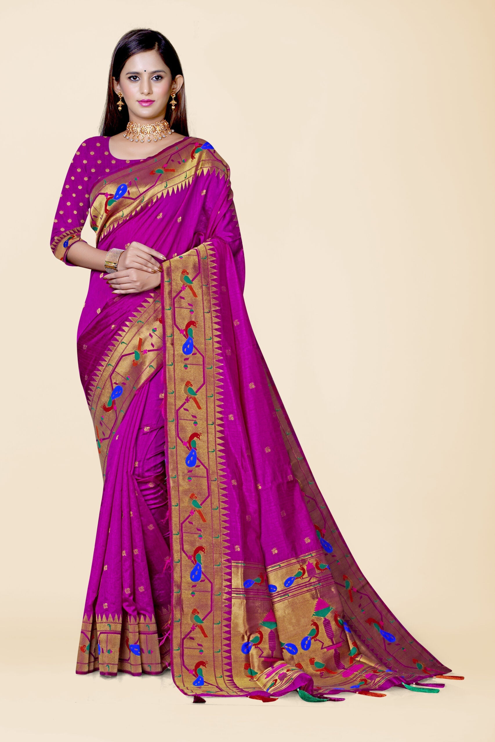 Wine Zariwork Paithani Silk Saree 