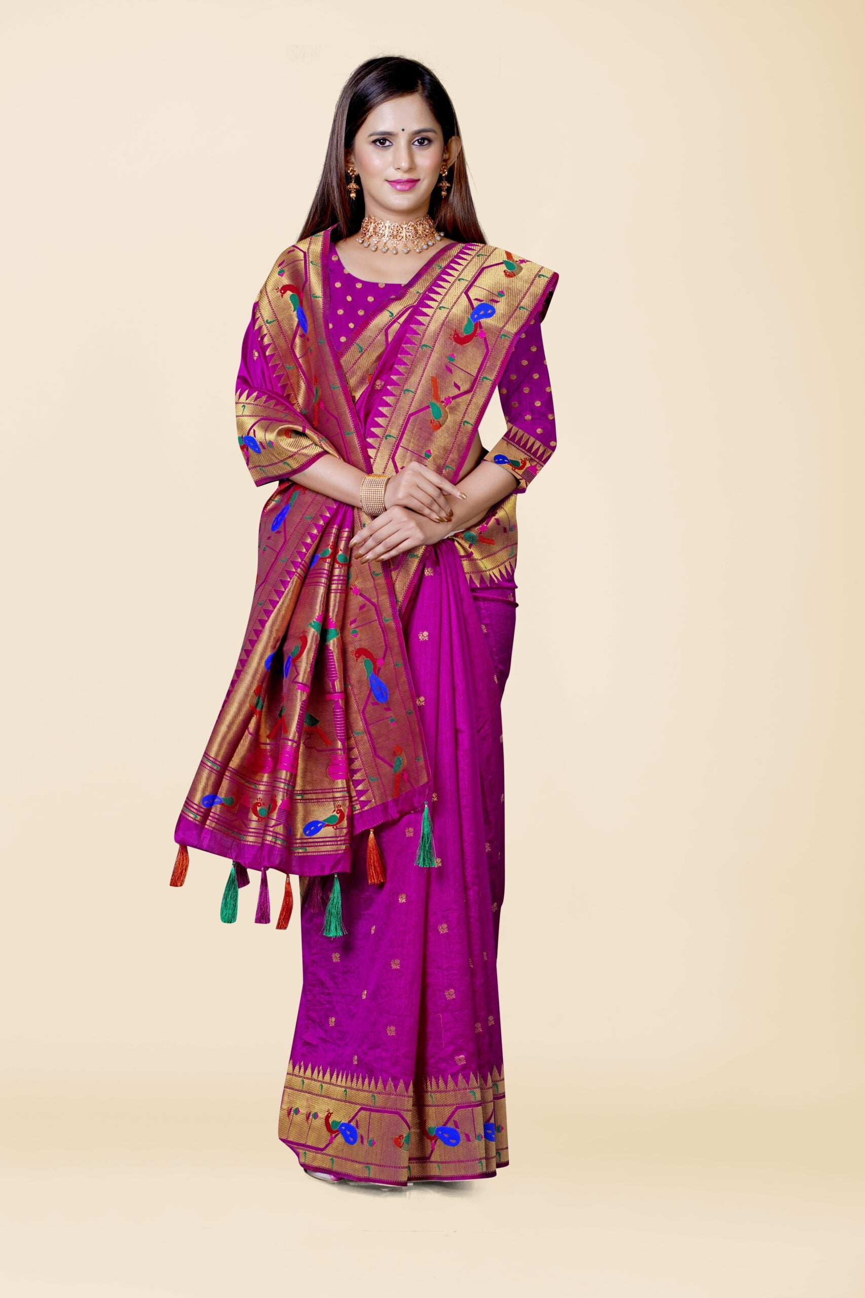 Wine Zariwork Paithani Silk Saree 