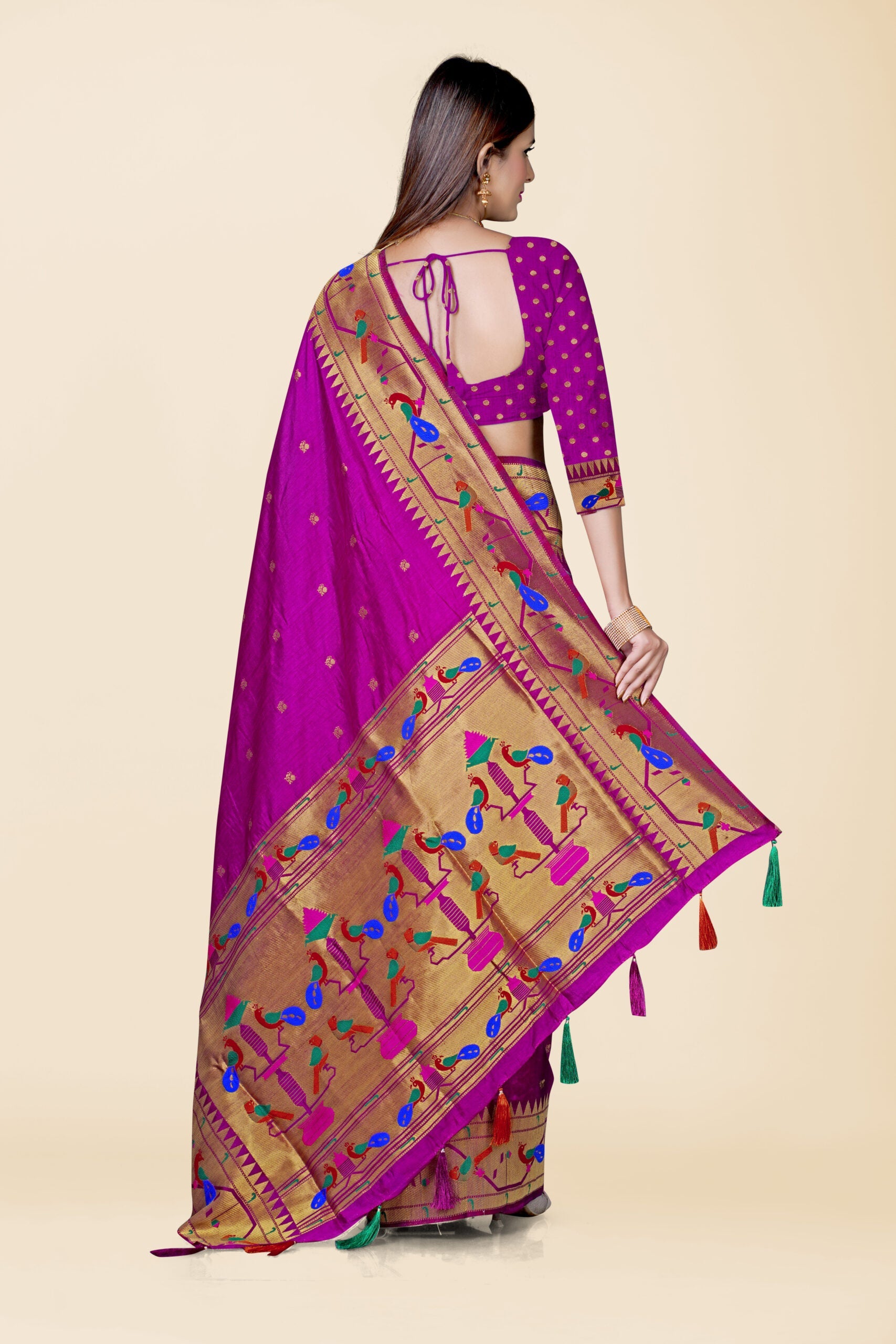 Wine Zariwork Paithani Silk Saree 