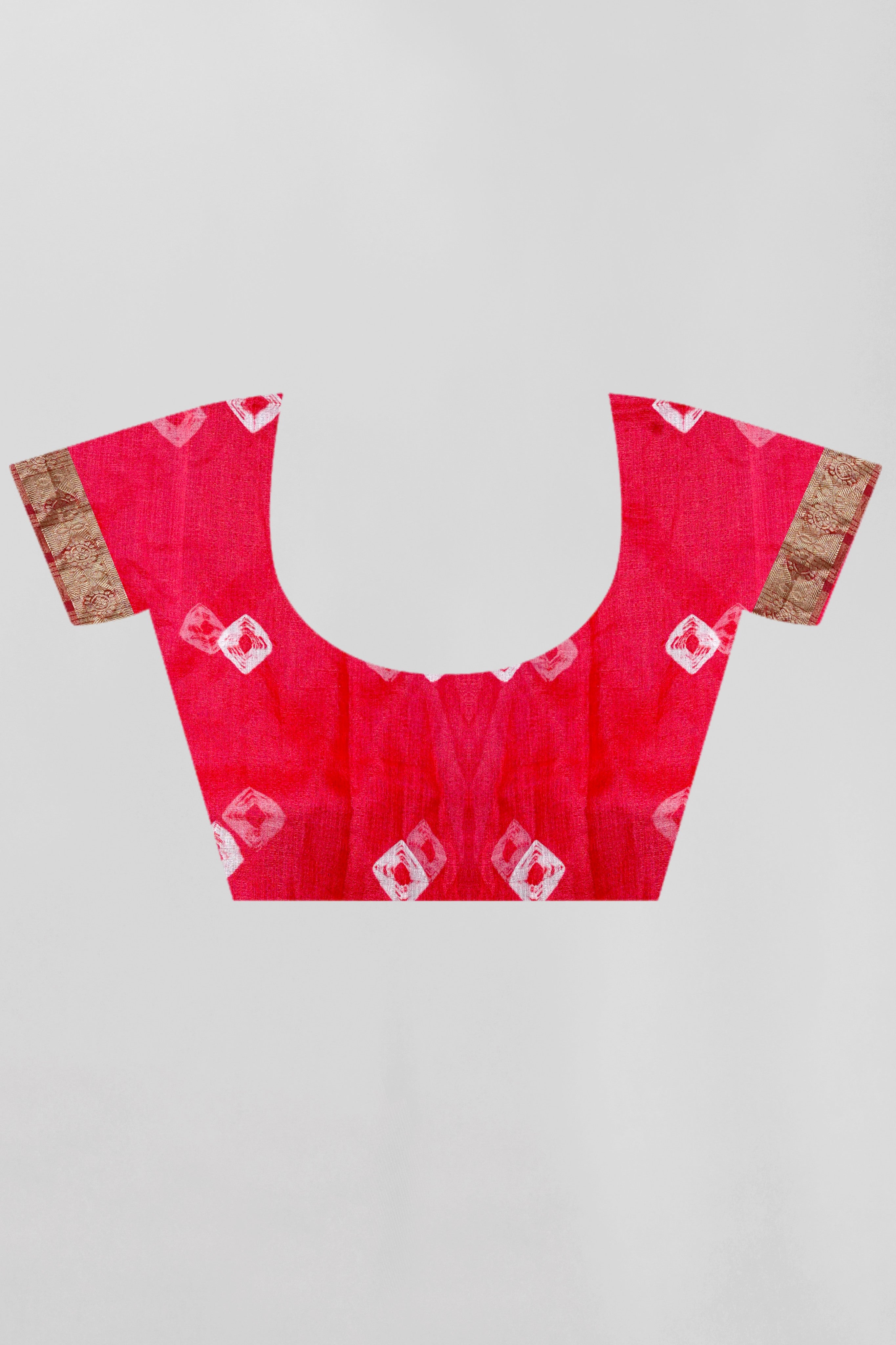 Red Threadwork Cotton Saree - Kajree