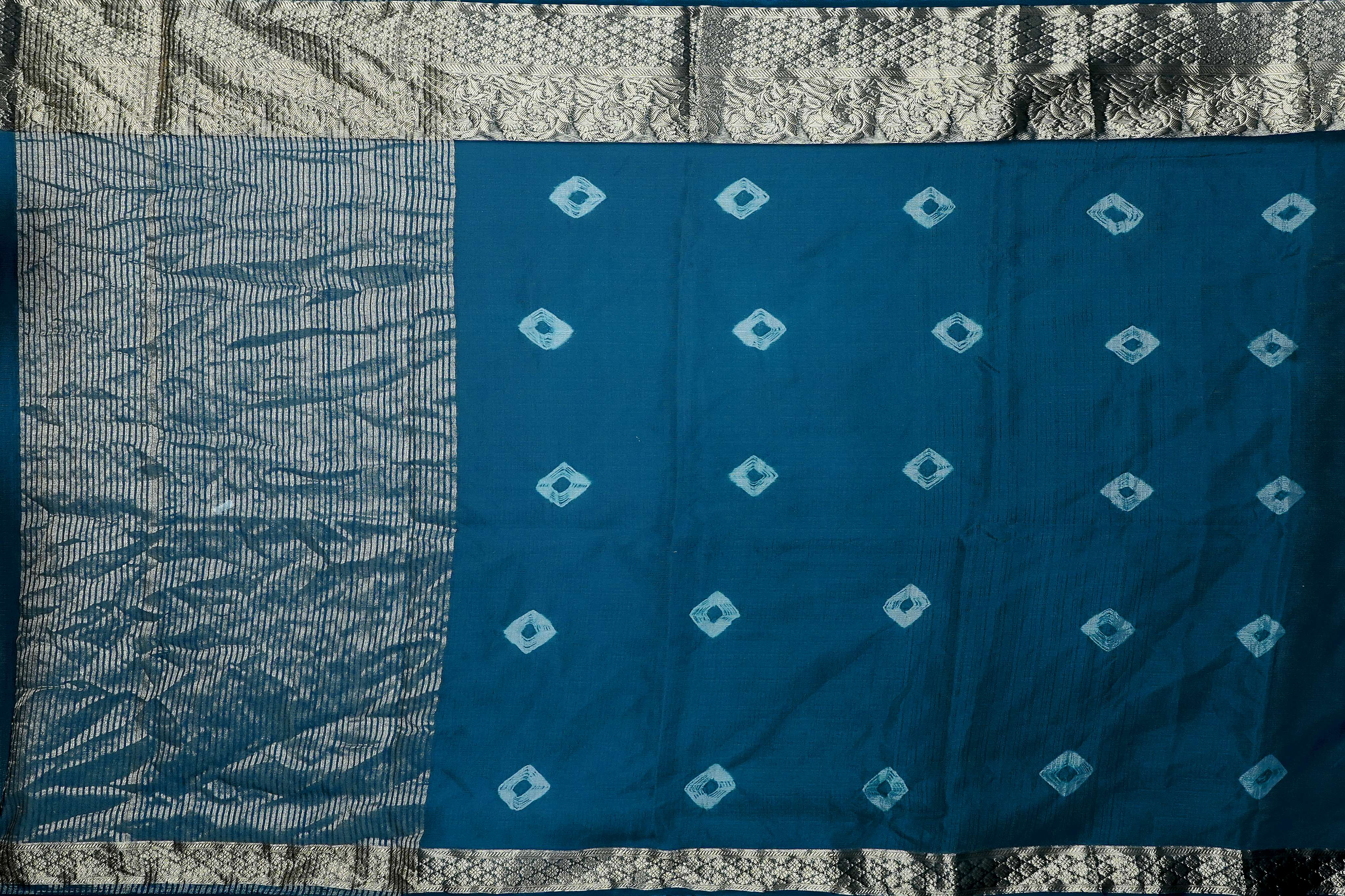Blue Threadwork Chiffon Saree - Kajree