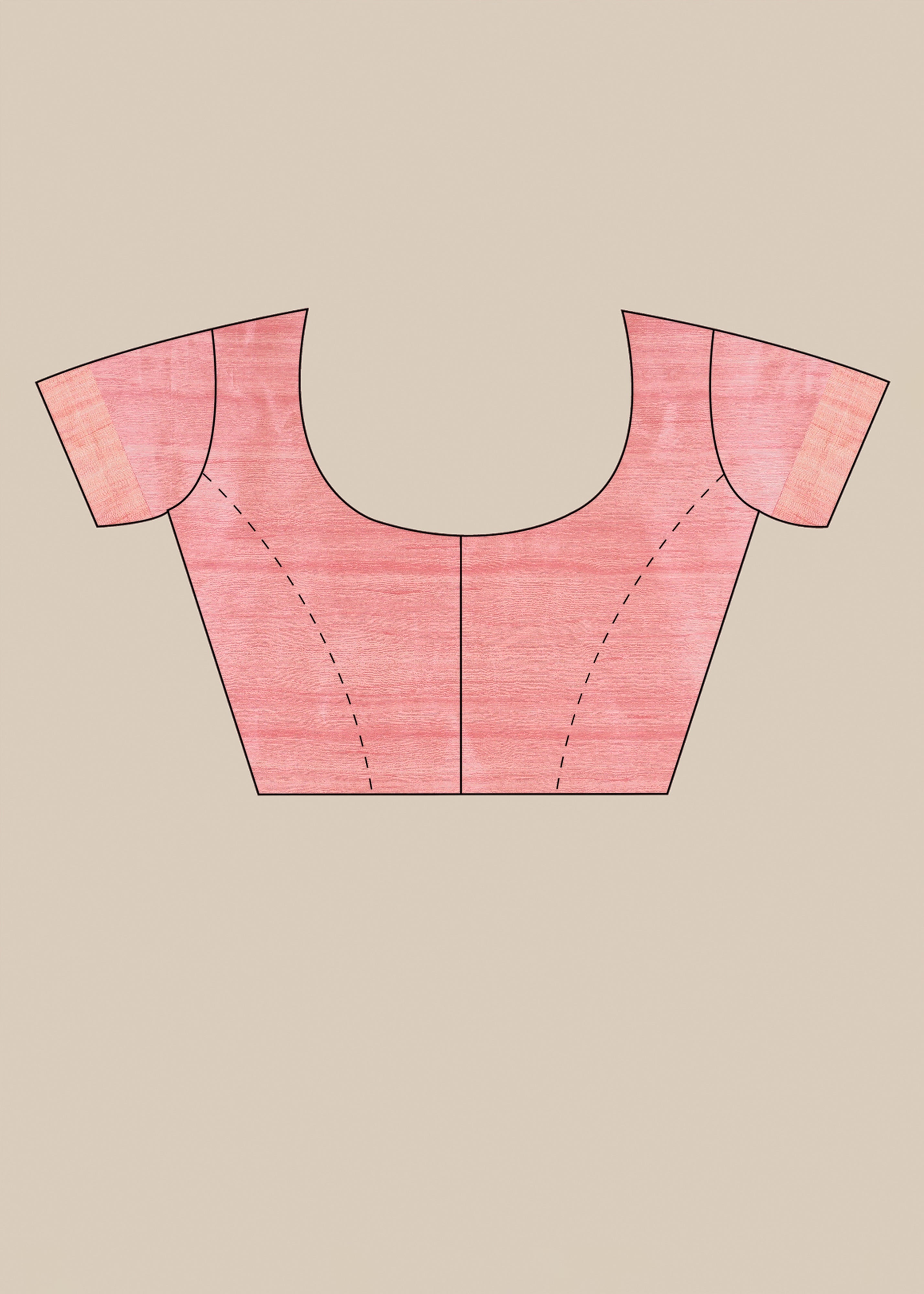 Peach Block Print Tussar Saree 