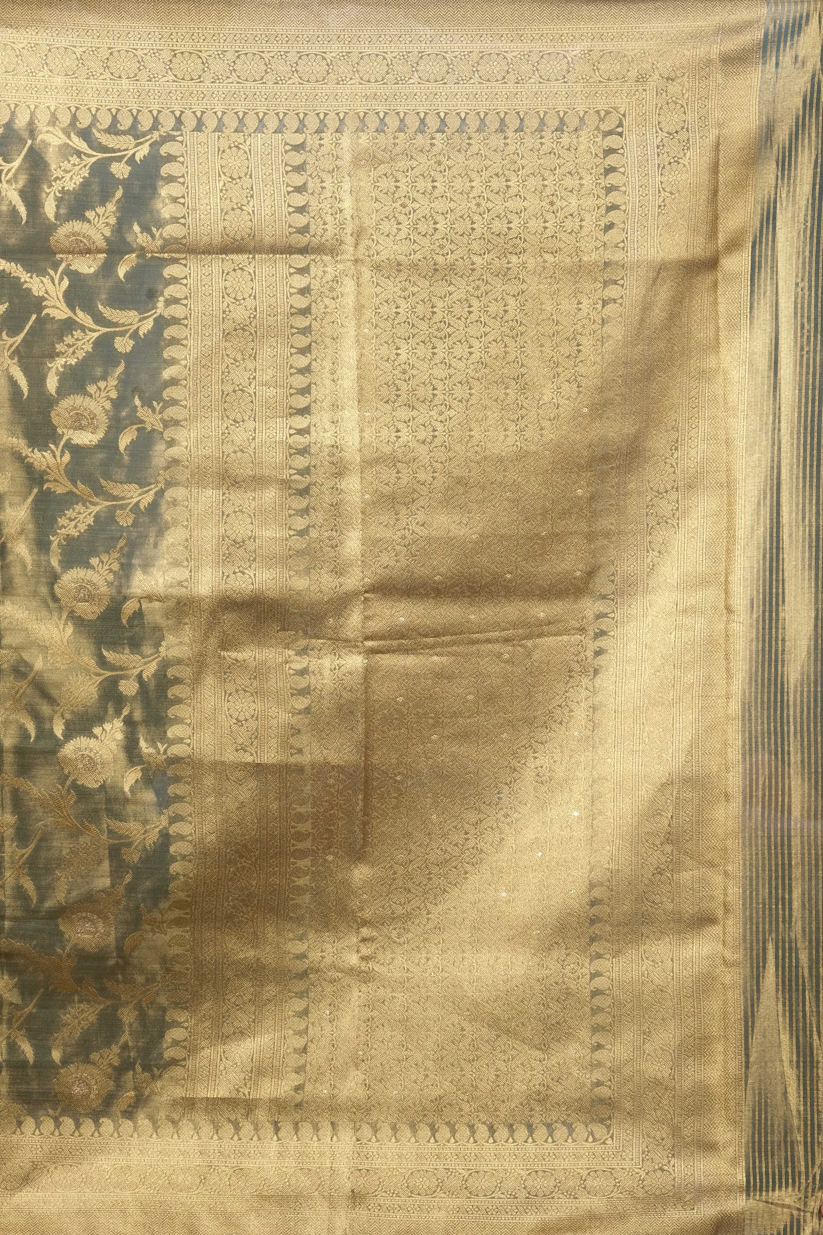 Golden Zariwork Banarasi Organza Saree - KAJREE