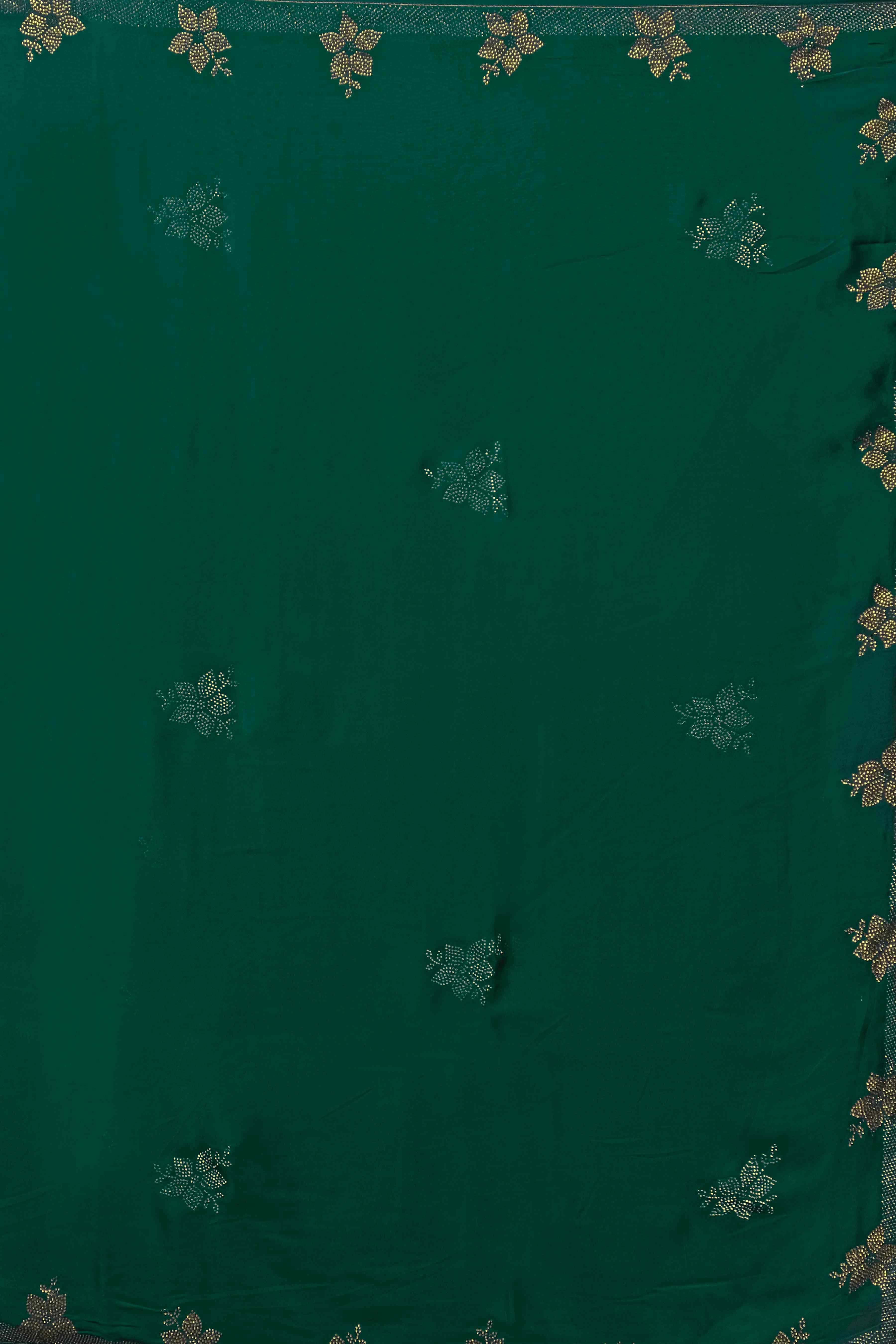 Green Stonework Satin Silk Saree - Kajree