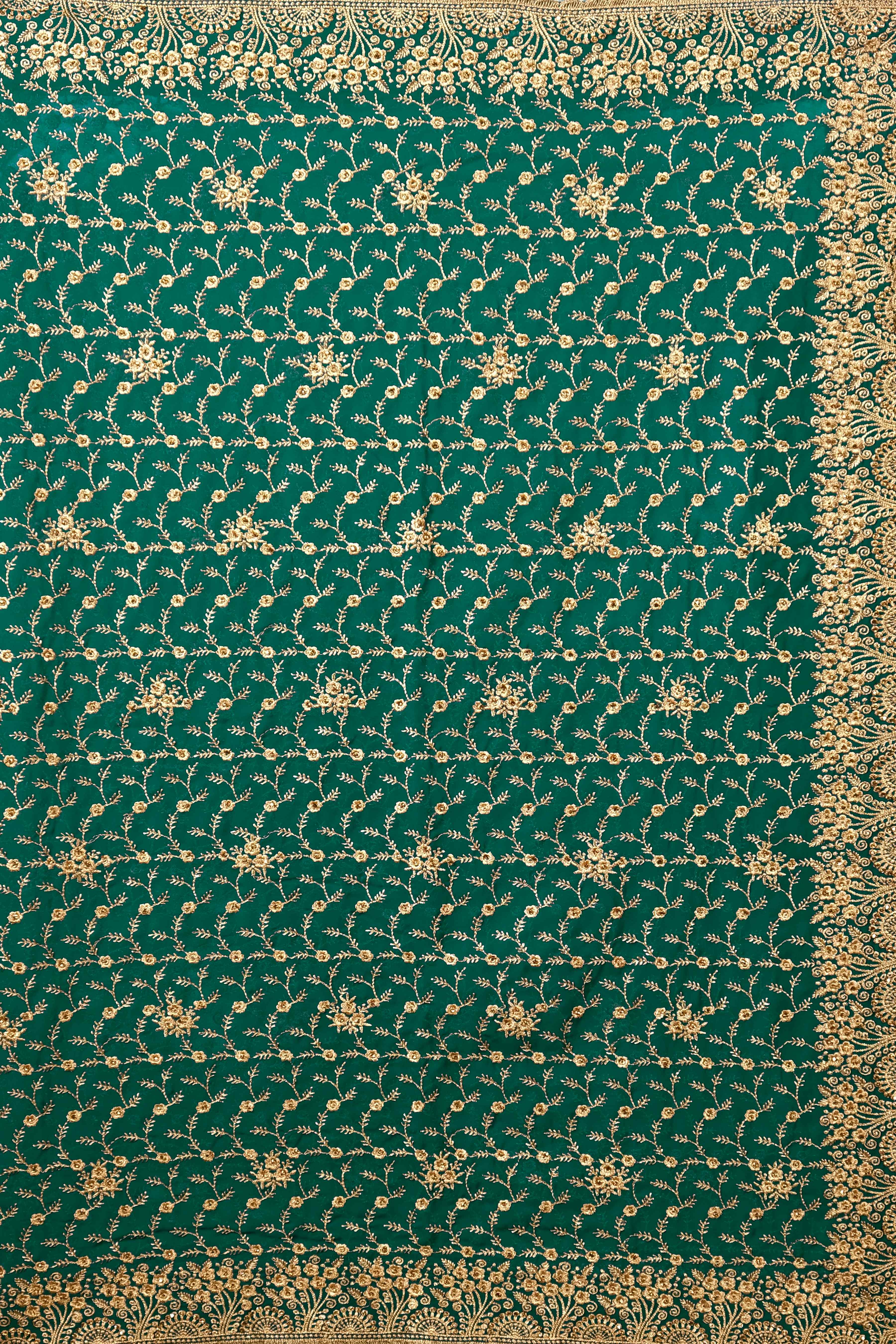 Peacock Green Stonework Georgette Saree - Kajree