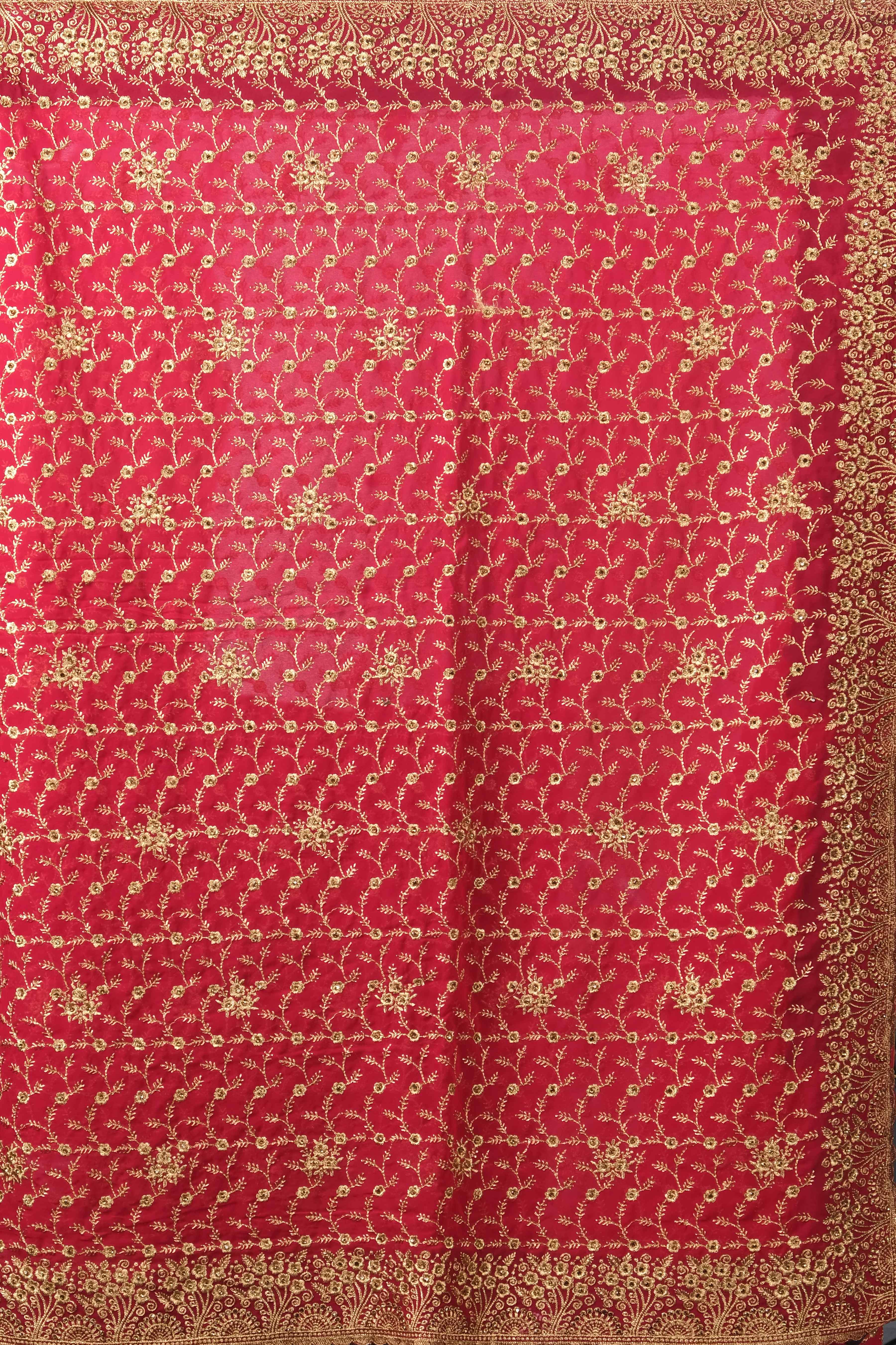 Red Stonework Georgette Saree - KAJREE