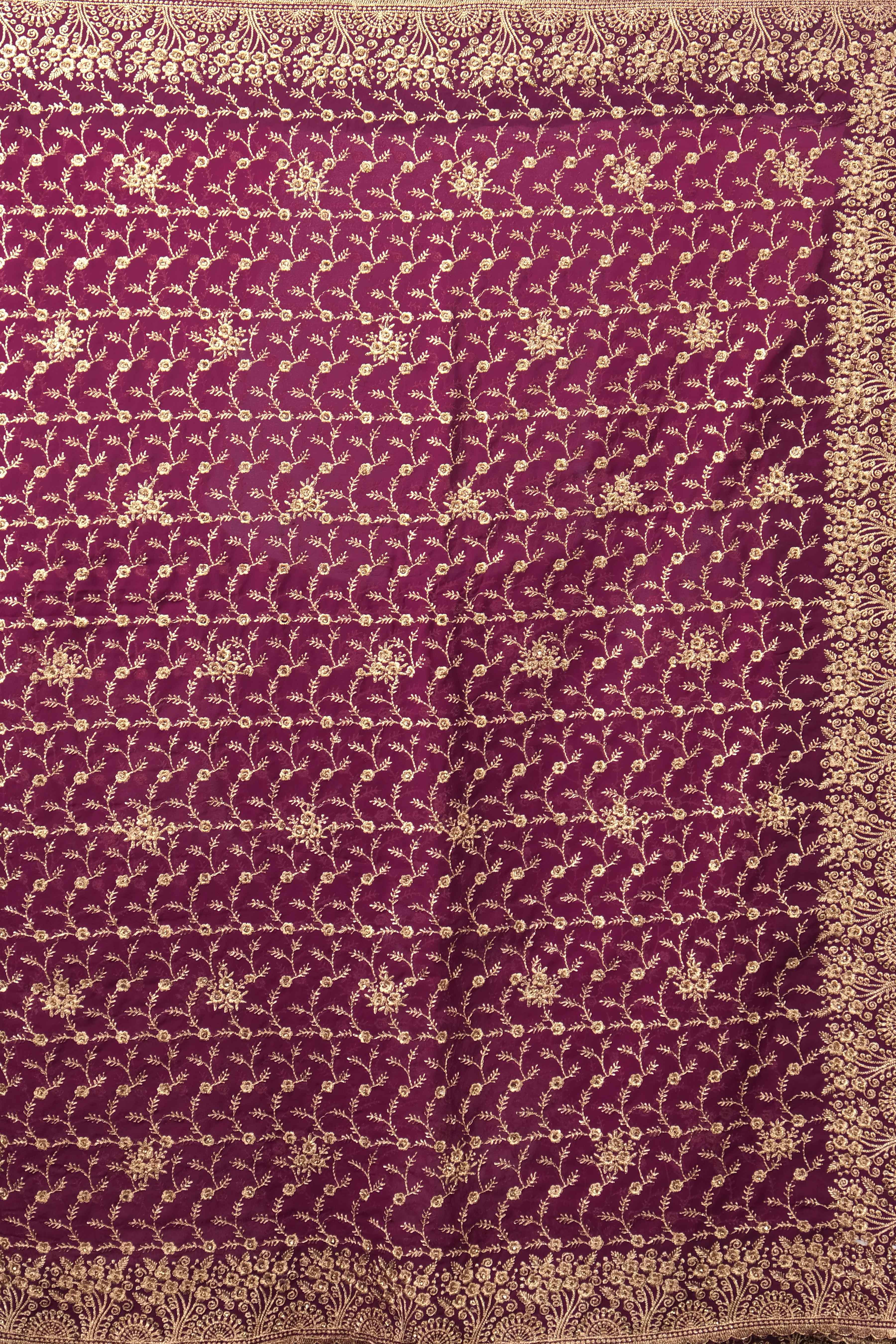 Wine Stonework Georgette Saree - kajree