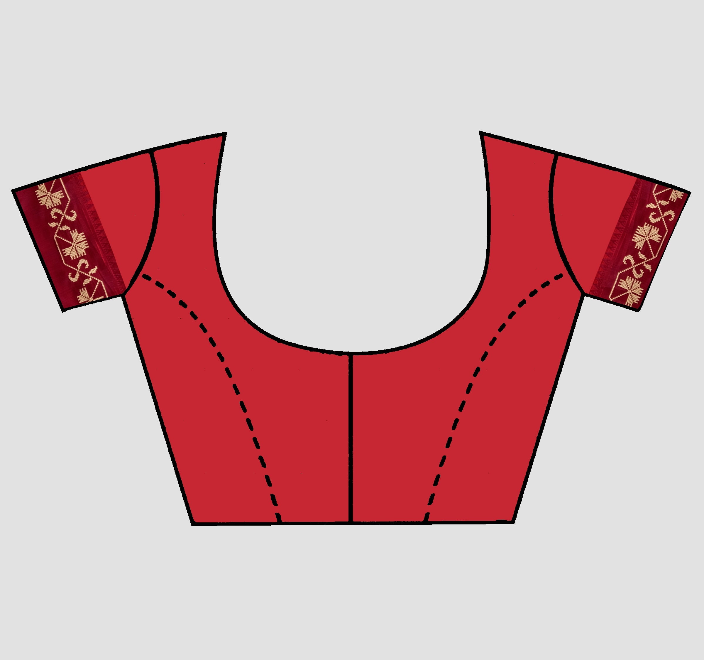 Red Threadwork Tussar Silk Saree - KAJREE