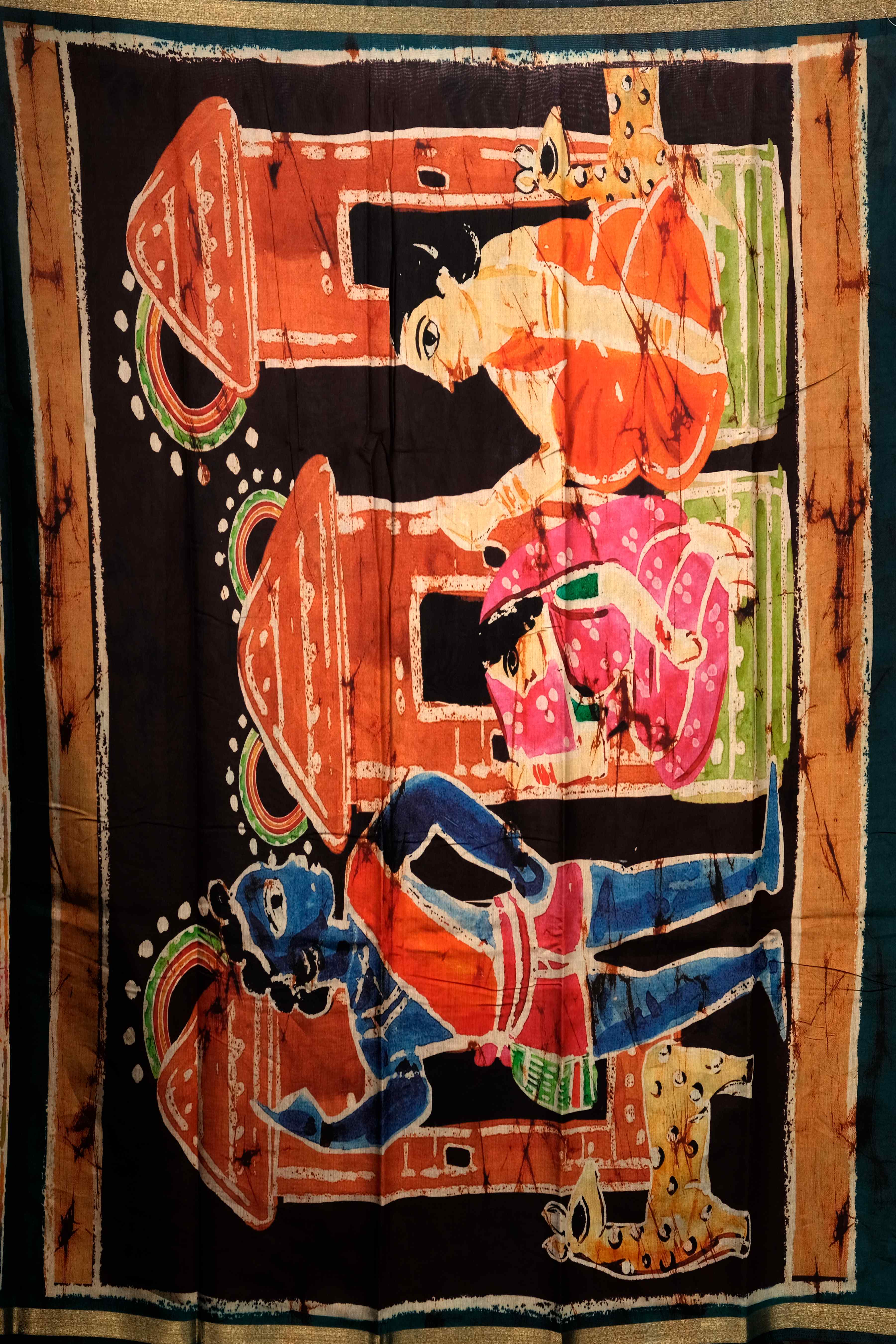 Mustard Kalamkari print Cotton Saree - Kajree  