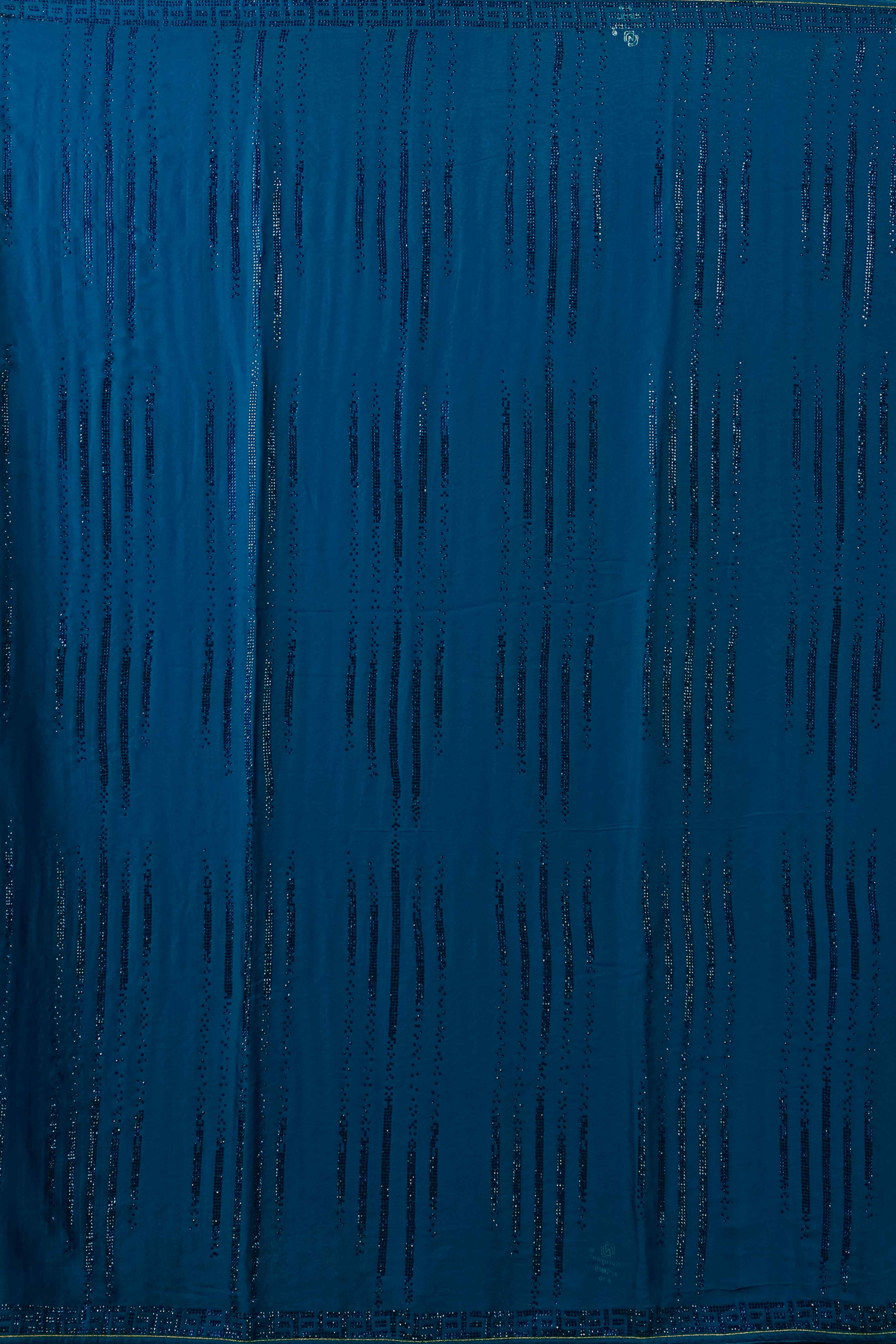 Rama Blue Stonework Satin Saree - kajree