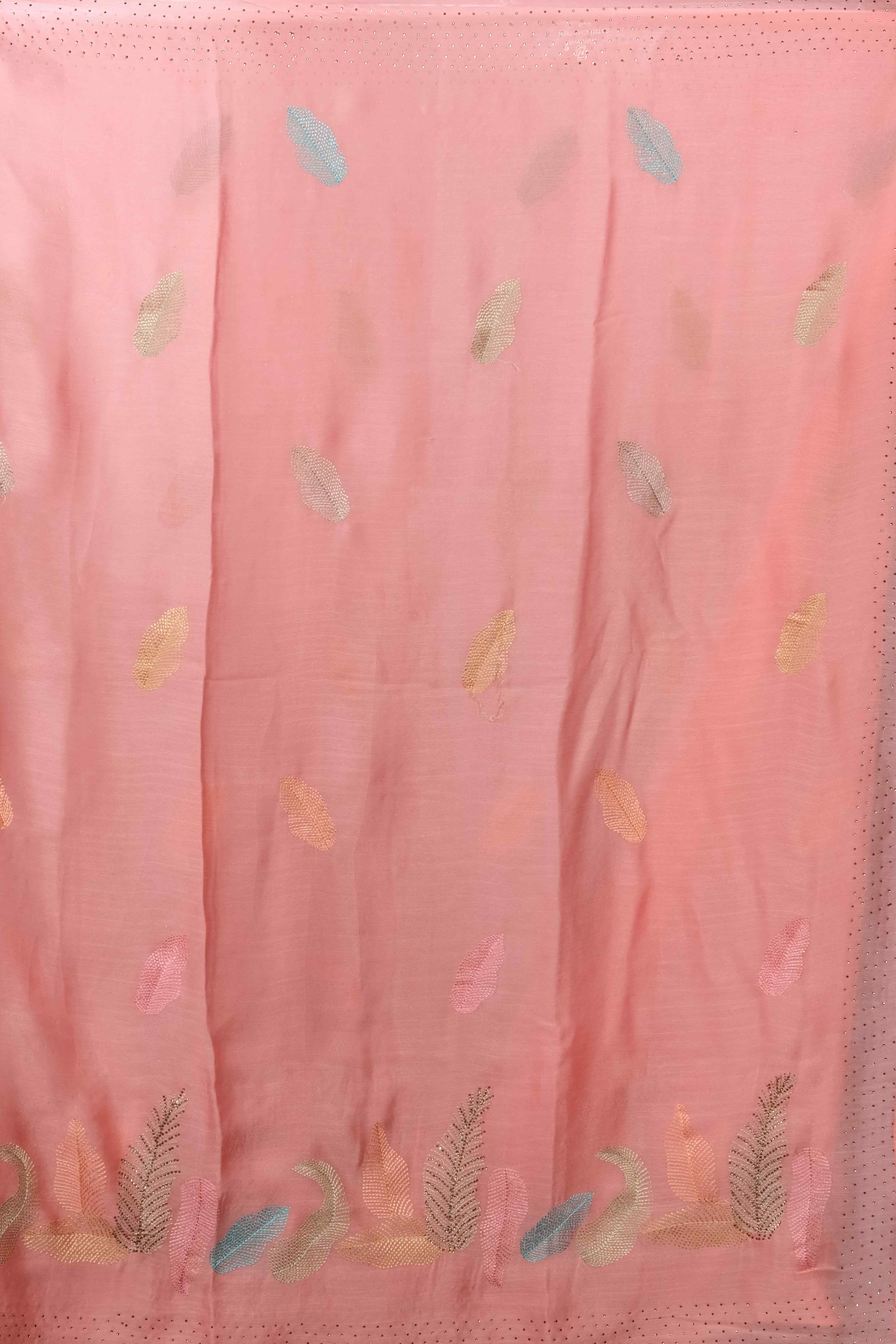 Peach Stonework Crepe Saree - KAJREE