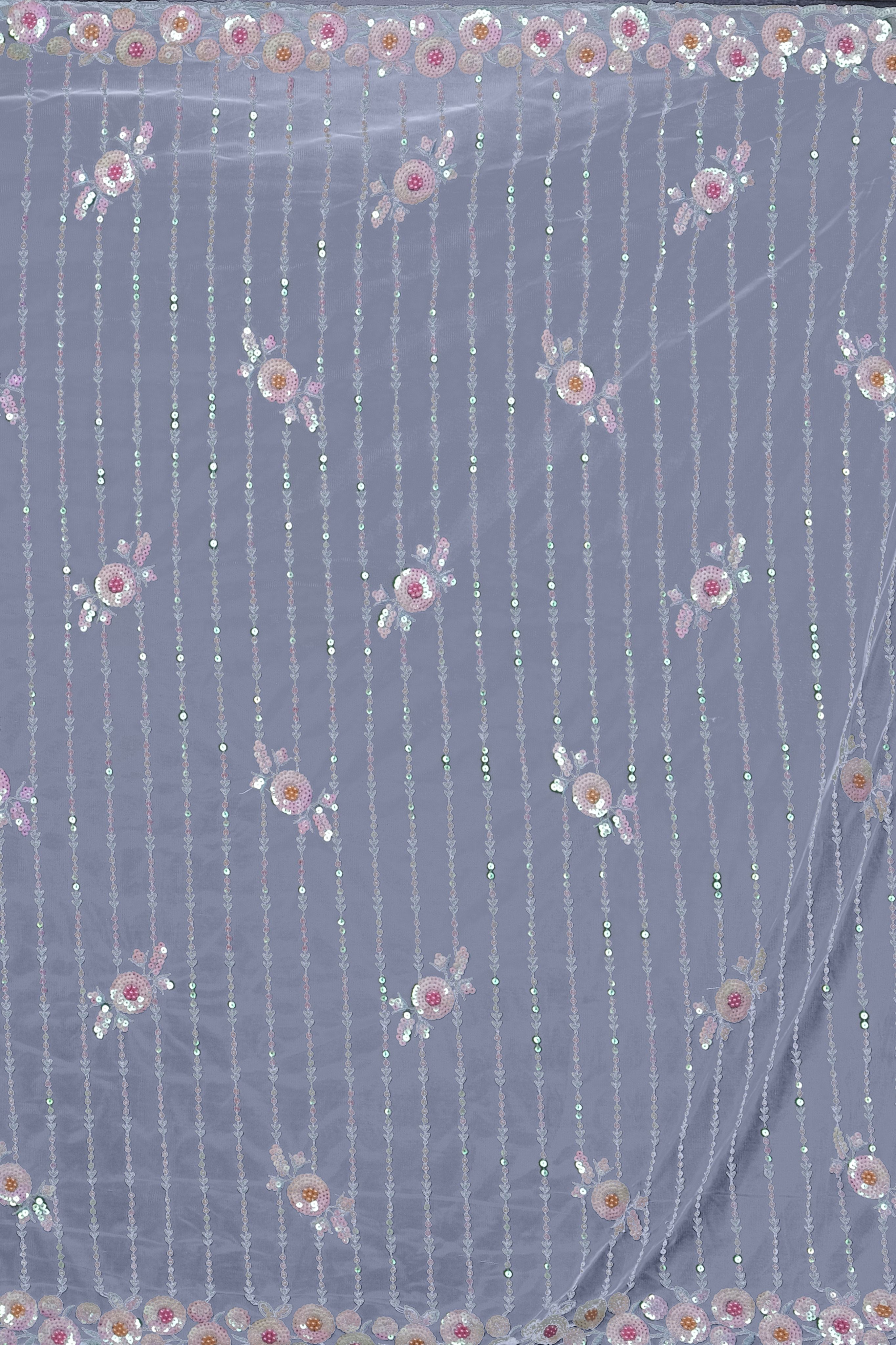 Light Blue Stonework Net Saree 