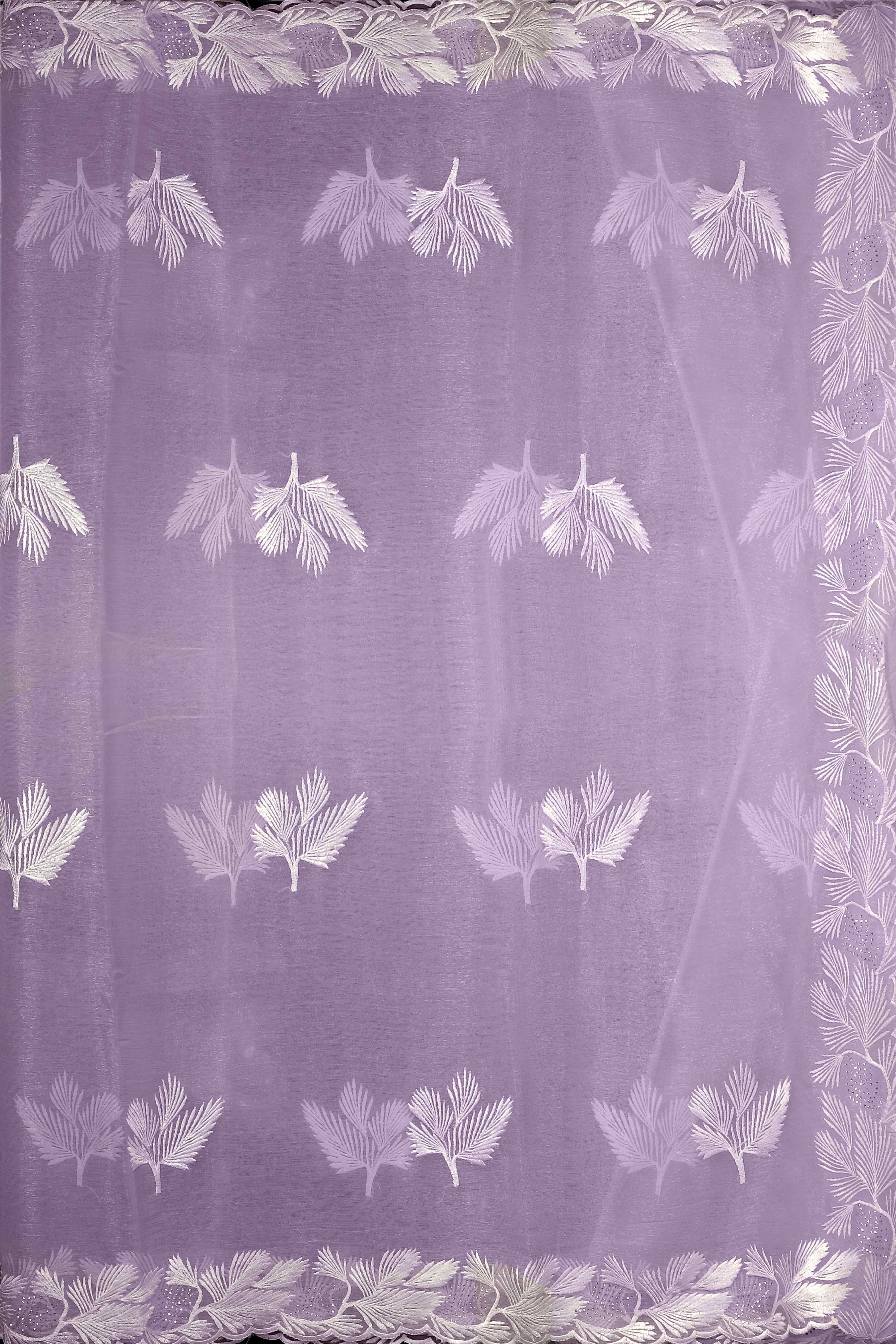 Lavender Threadwork Crepe Saree - KAJREE