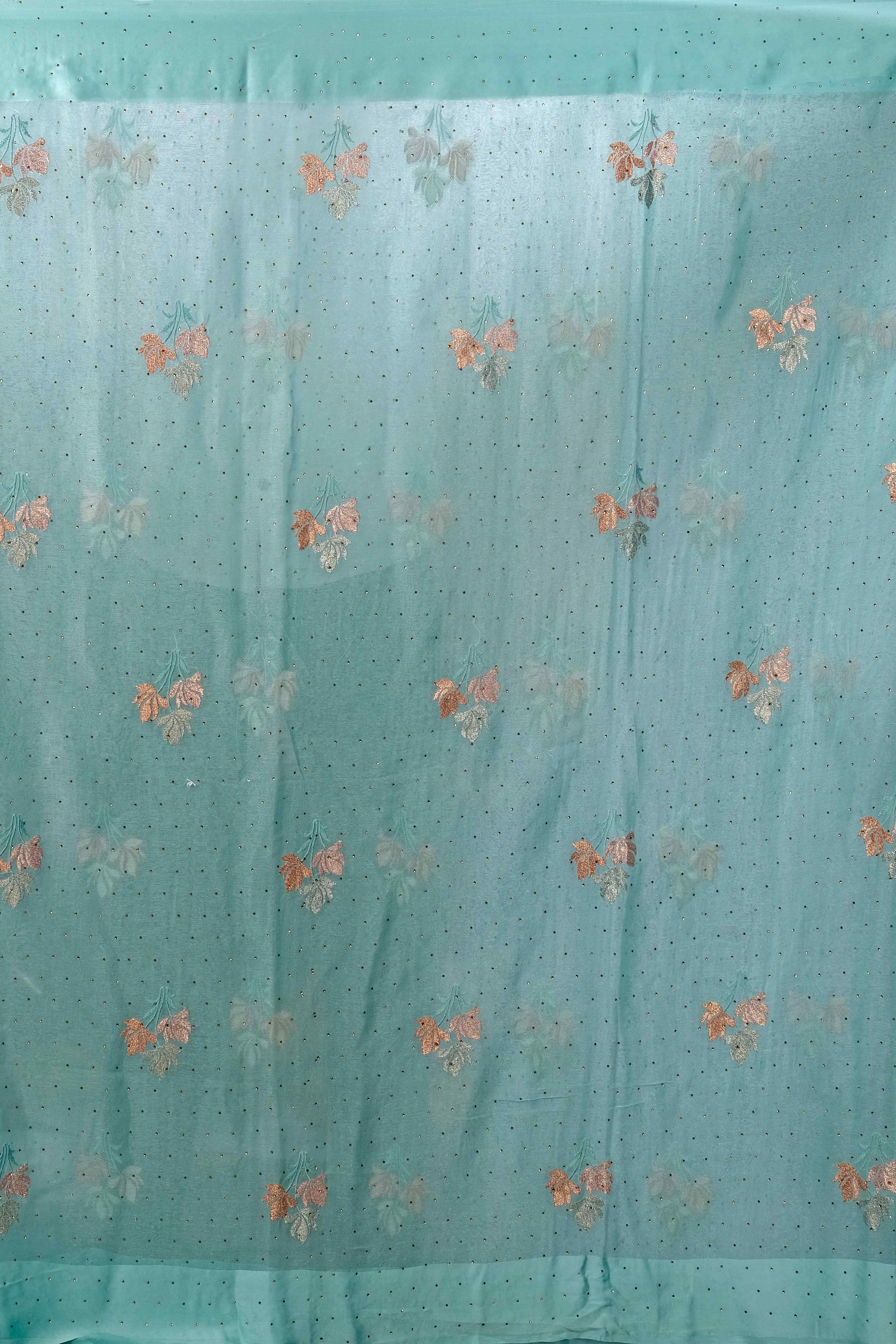Sea Green Stonework Chiffon Saree - Kajree