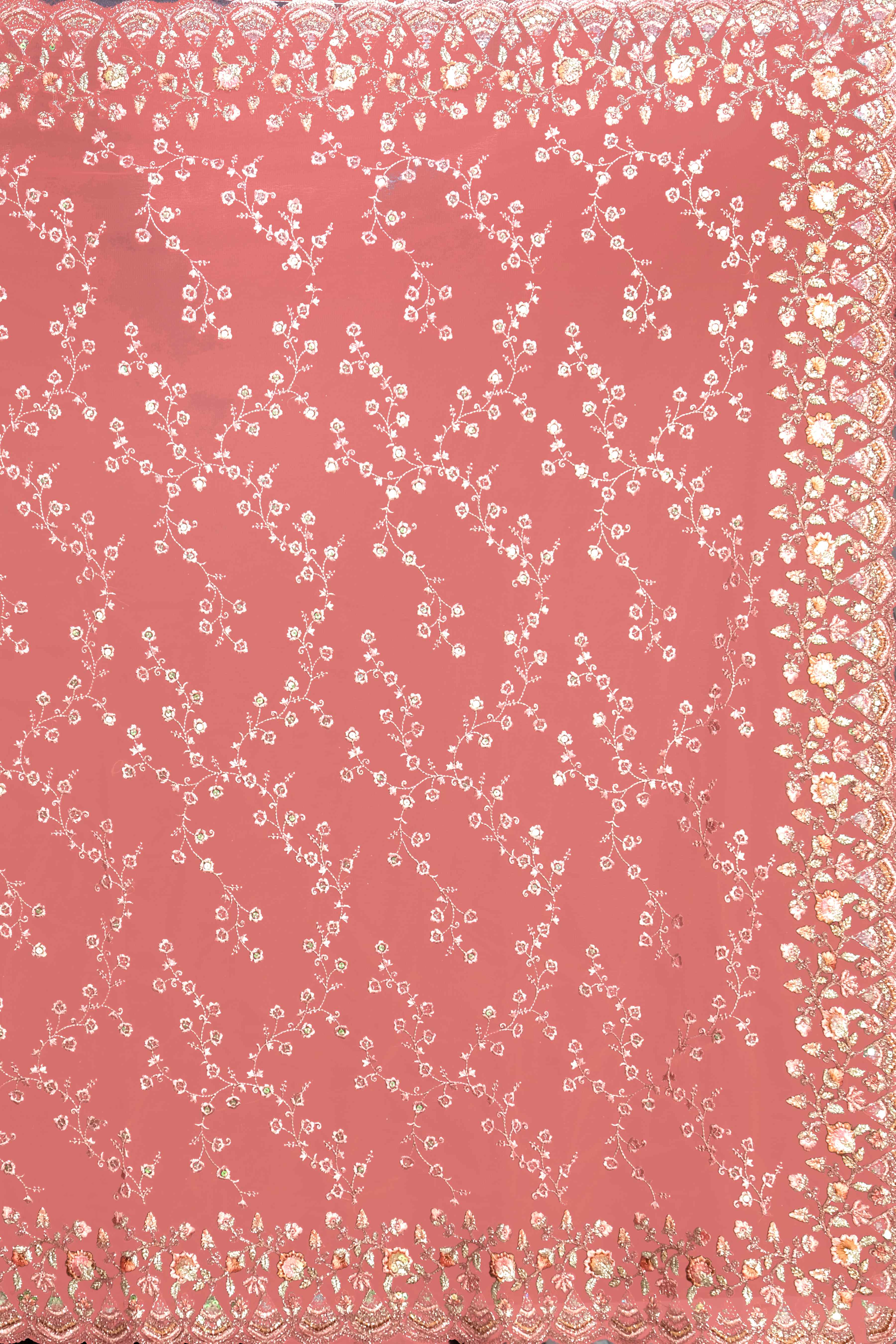 Pink Stonework Net Saree - KAJREE