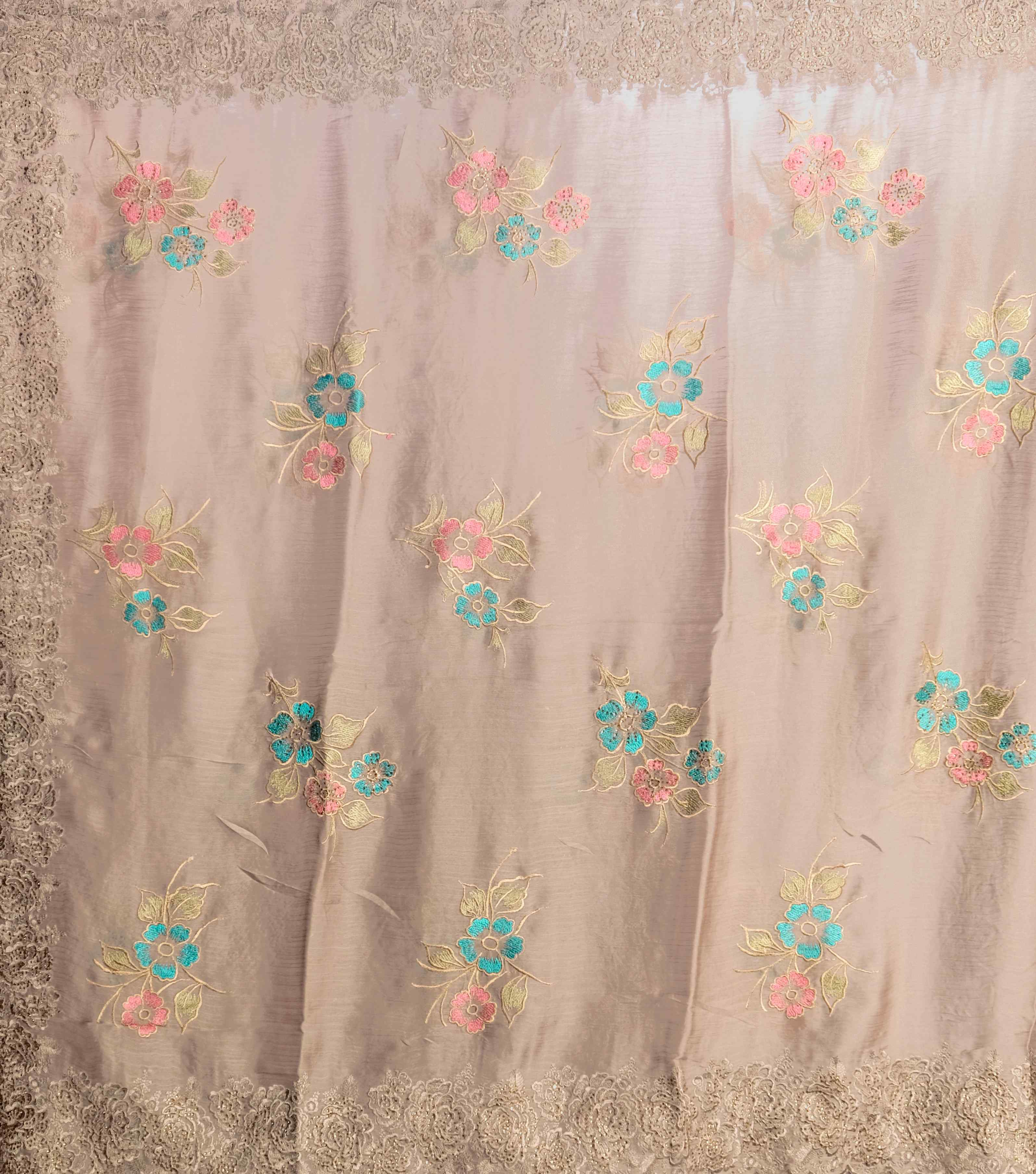 Grey Stonework Satin Silk Saree - KAJREE