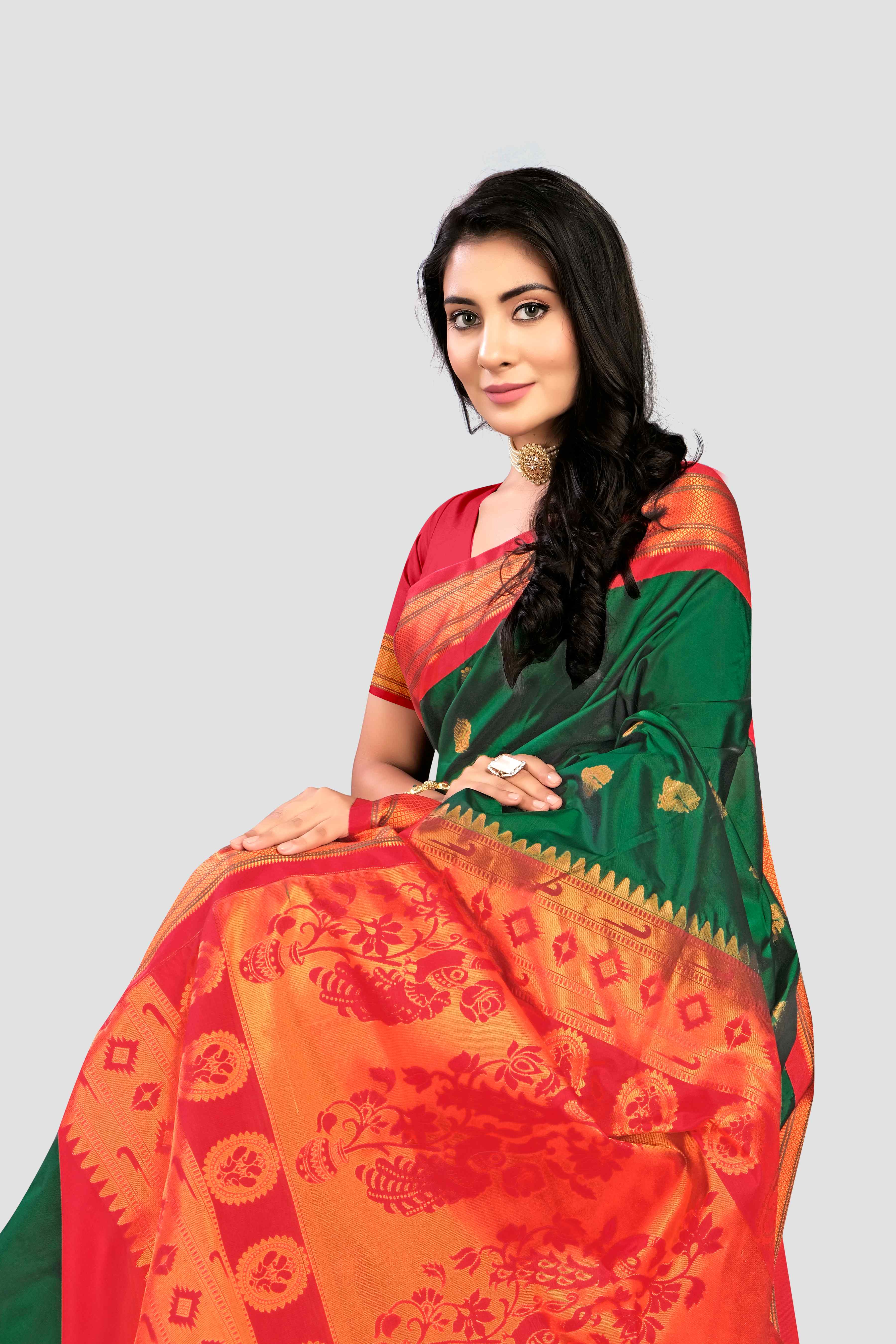 Green Zariwork Silk Saree - KAJREE