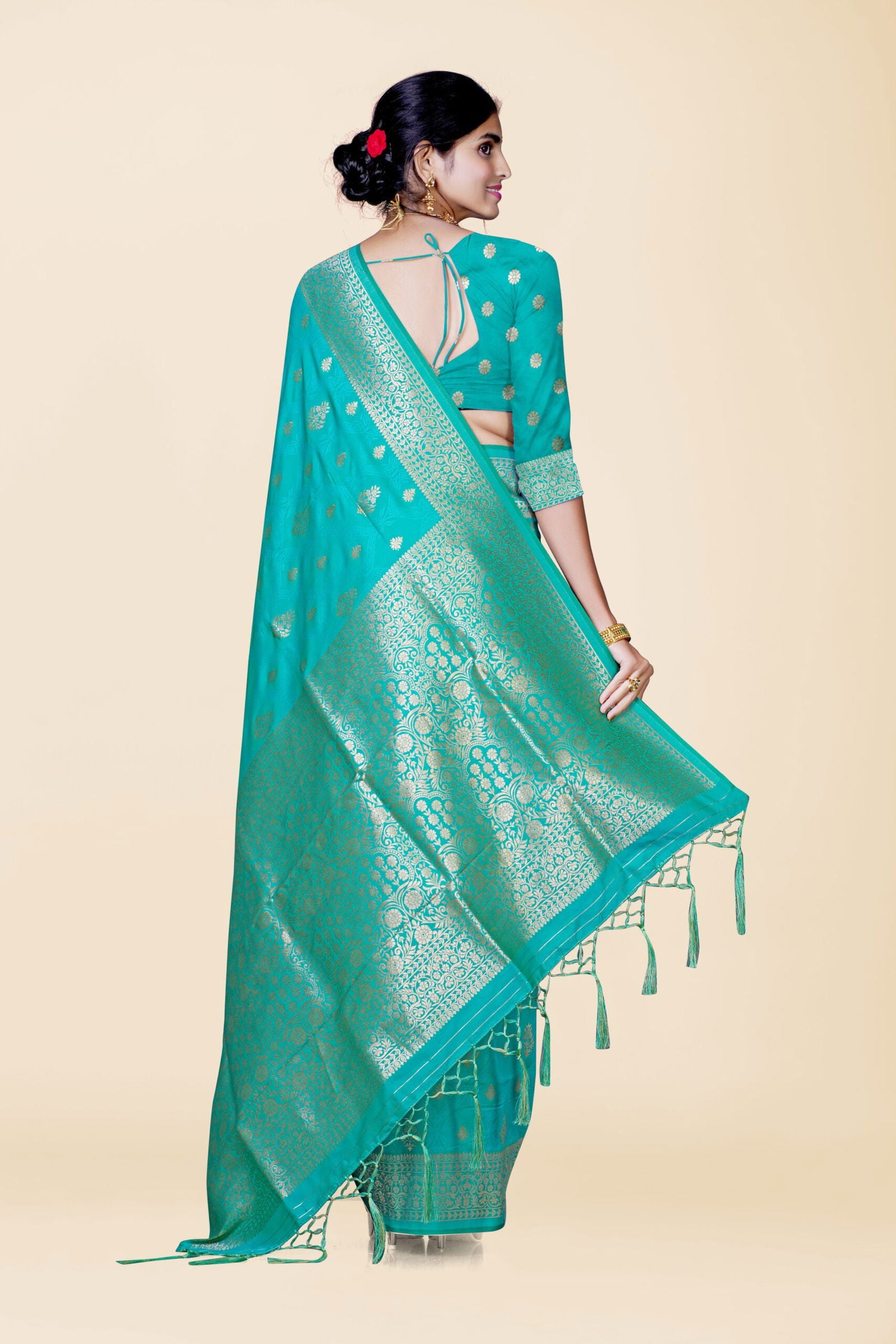 Rama Green Zariwork Banarasi Silk Saree - KAJREE