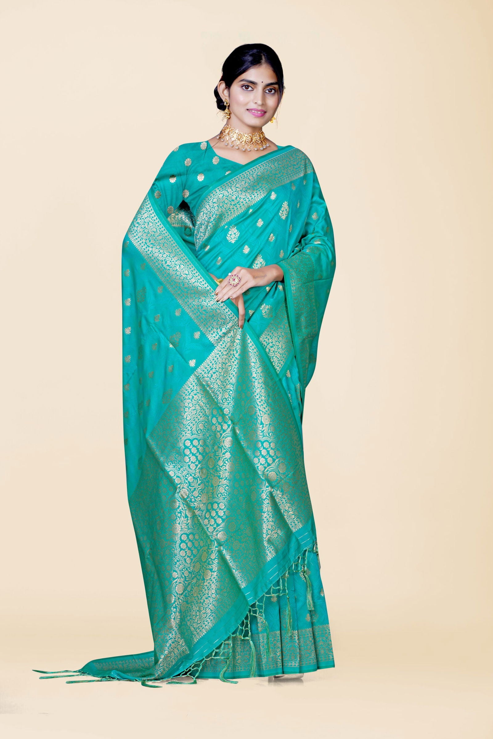 Rama Green Zariwork Banarasi Silk Saree - KAJREE