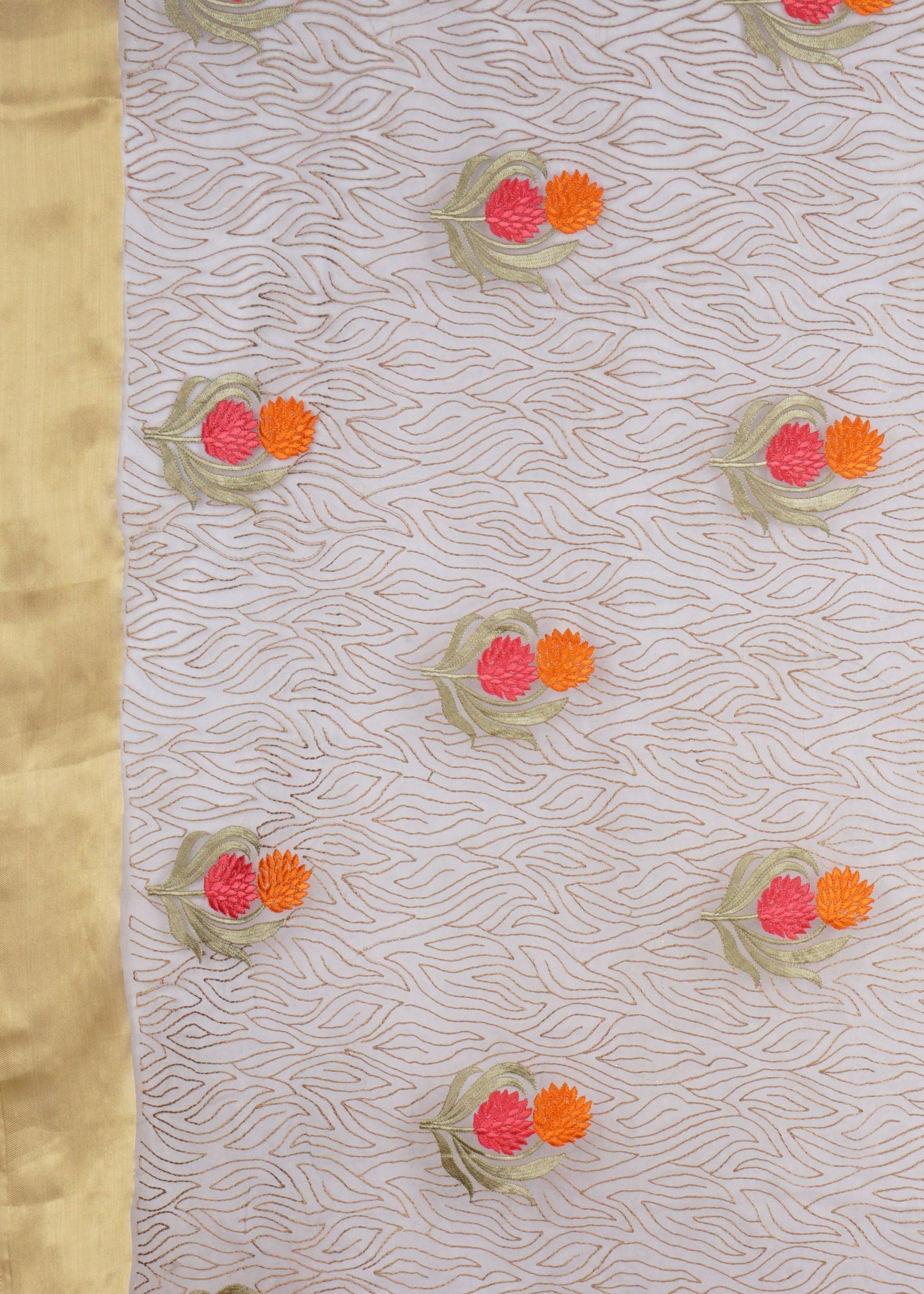 Grey Threadwork Organza Saree - KAJREE