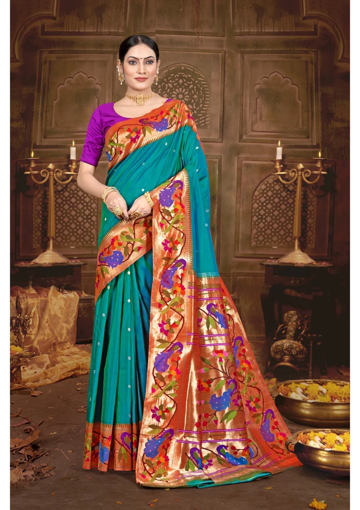 Blue Zariwork Pure Paithani Saree 