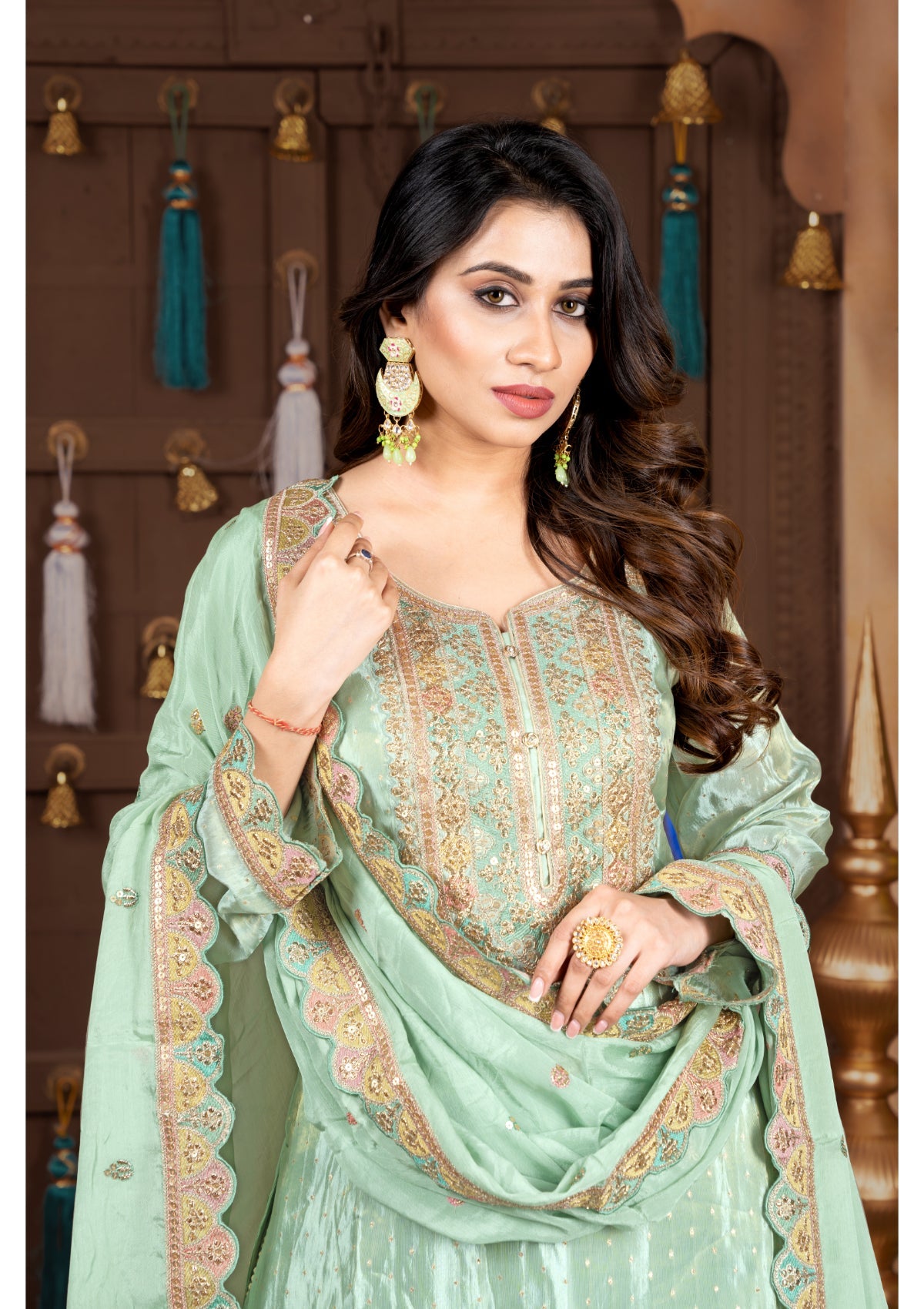 Pista Stonework Silk Garara set 