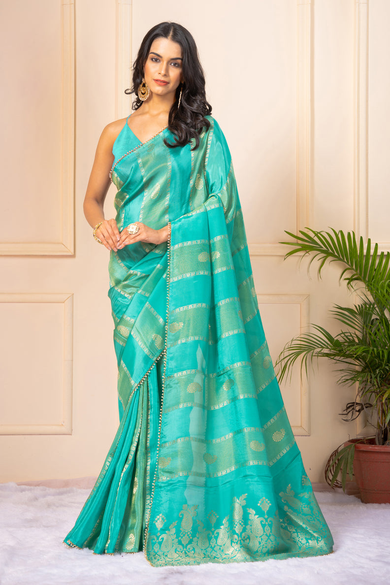 Green Zariwork Dola Silk Saree - Kajree 