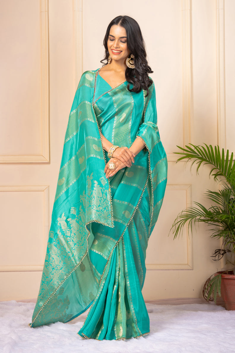 Green Zariwork Dola Silk Saree - Kajree 