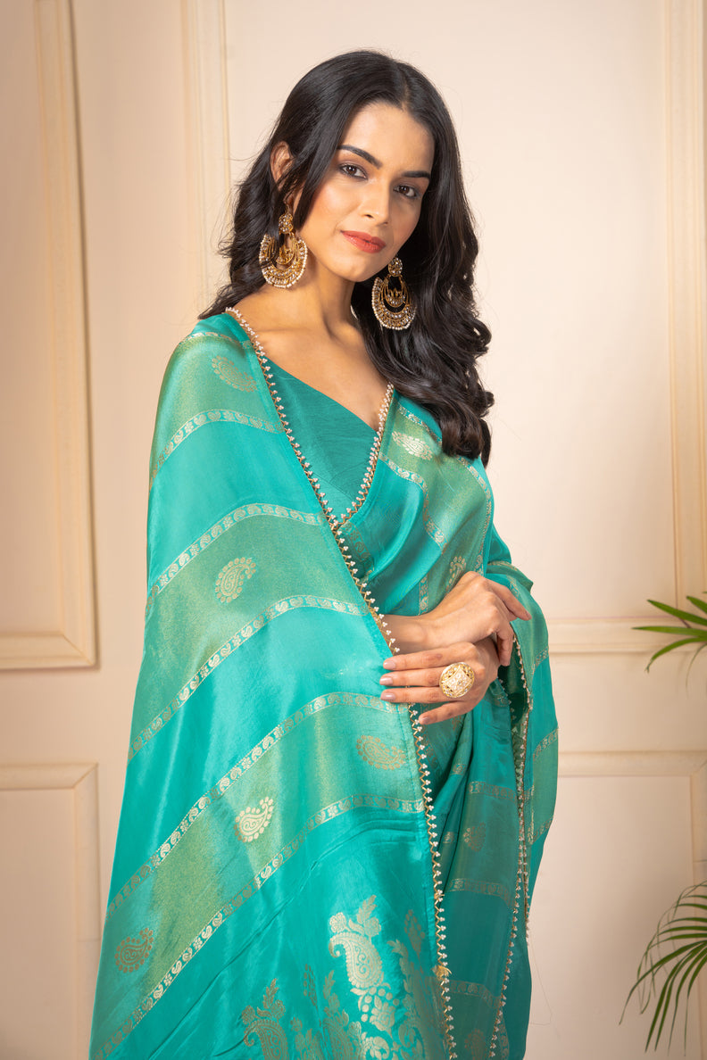 Green Zariwork Dola Silk Saree - Kajree 