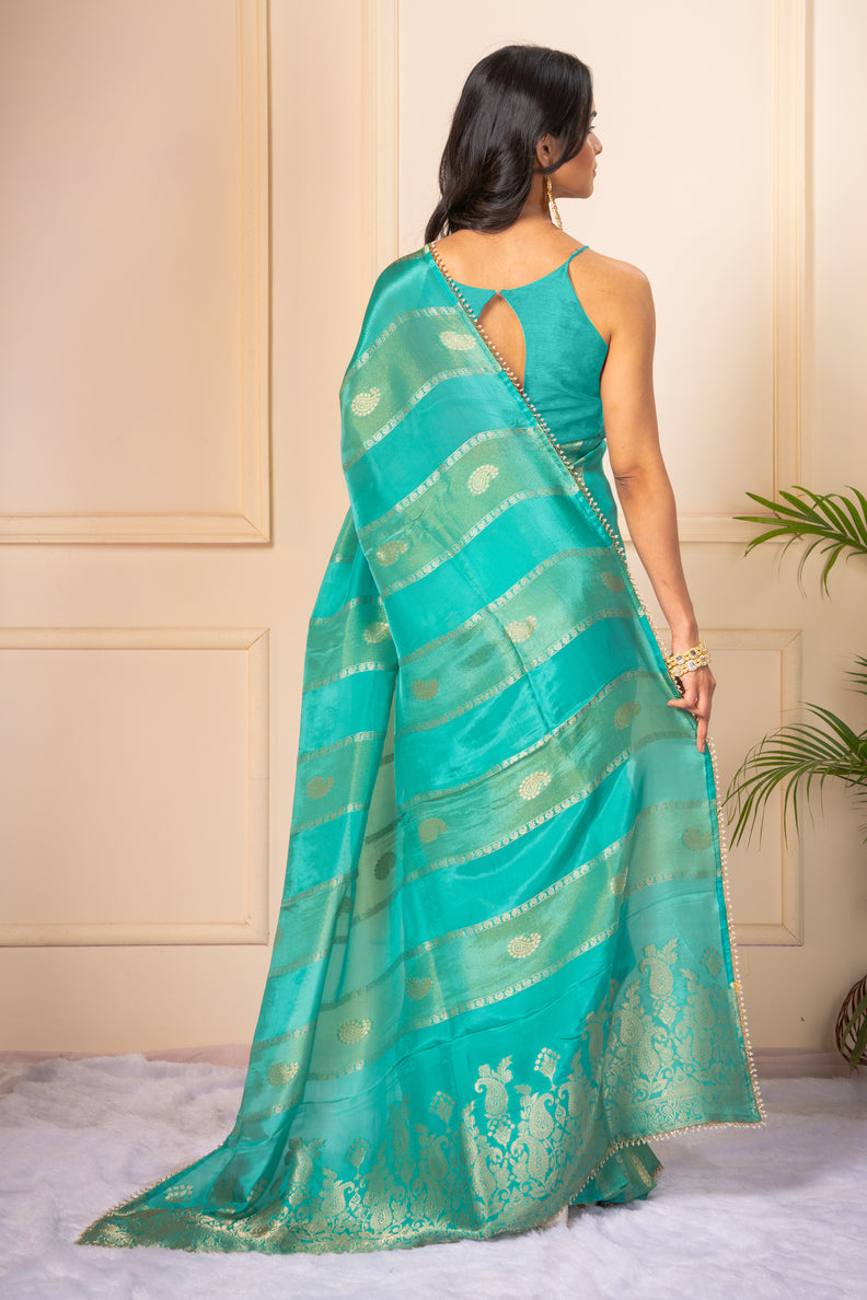 Green Zariwork Dola Silk Saree - Kajree 