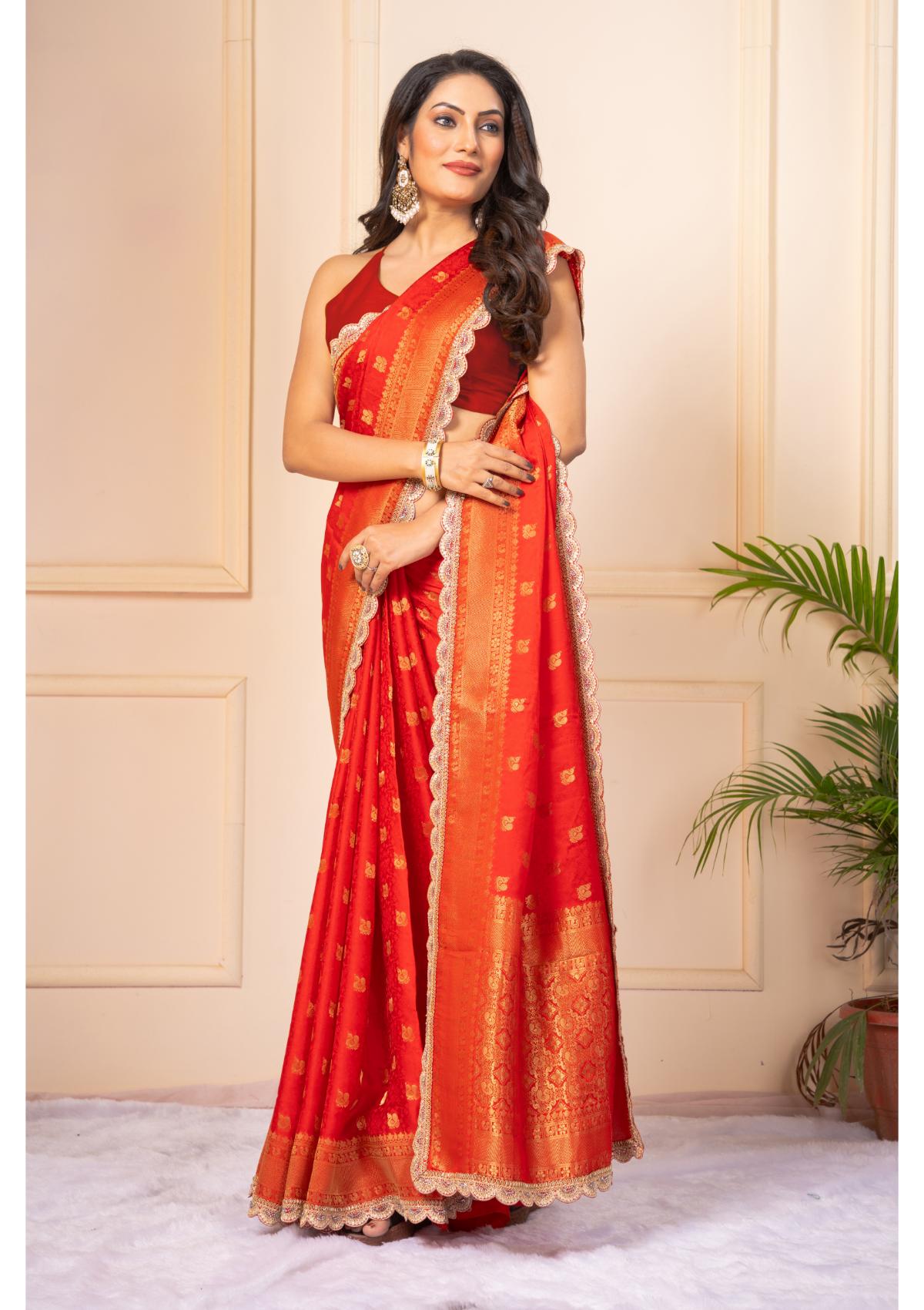 Red Zariwork Pure Silk Saree 