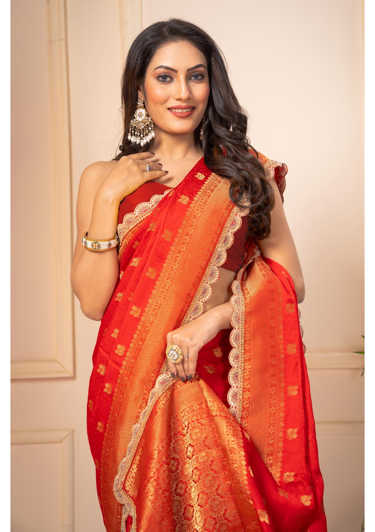 Red Zariwork Pure Silk Saree 