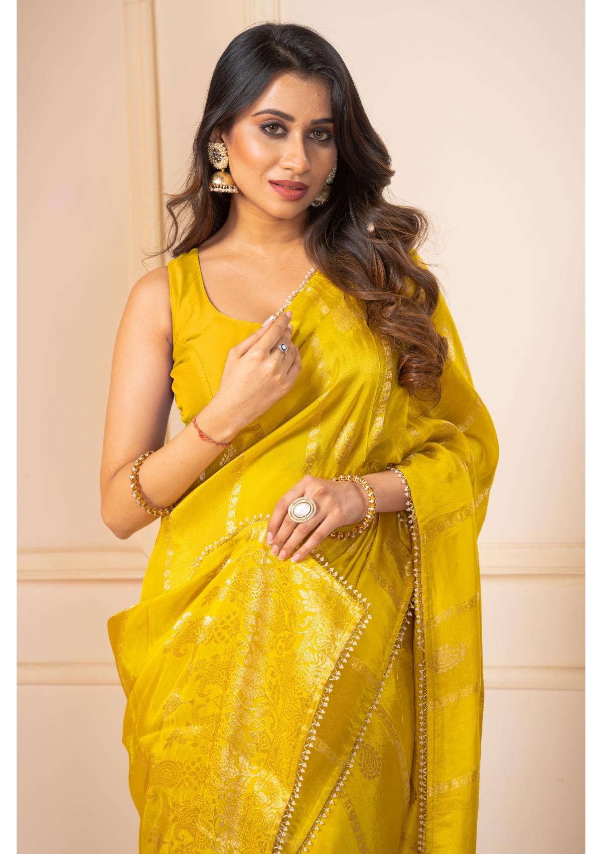 Yellow Zariwork Silk Saree - KAJREE