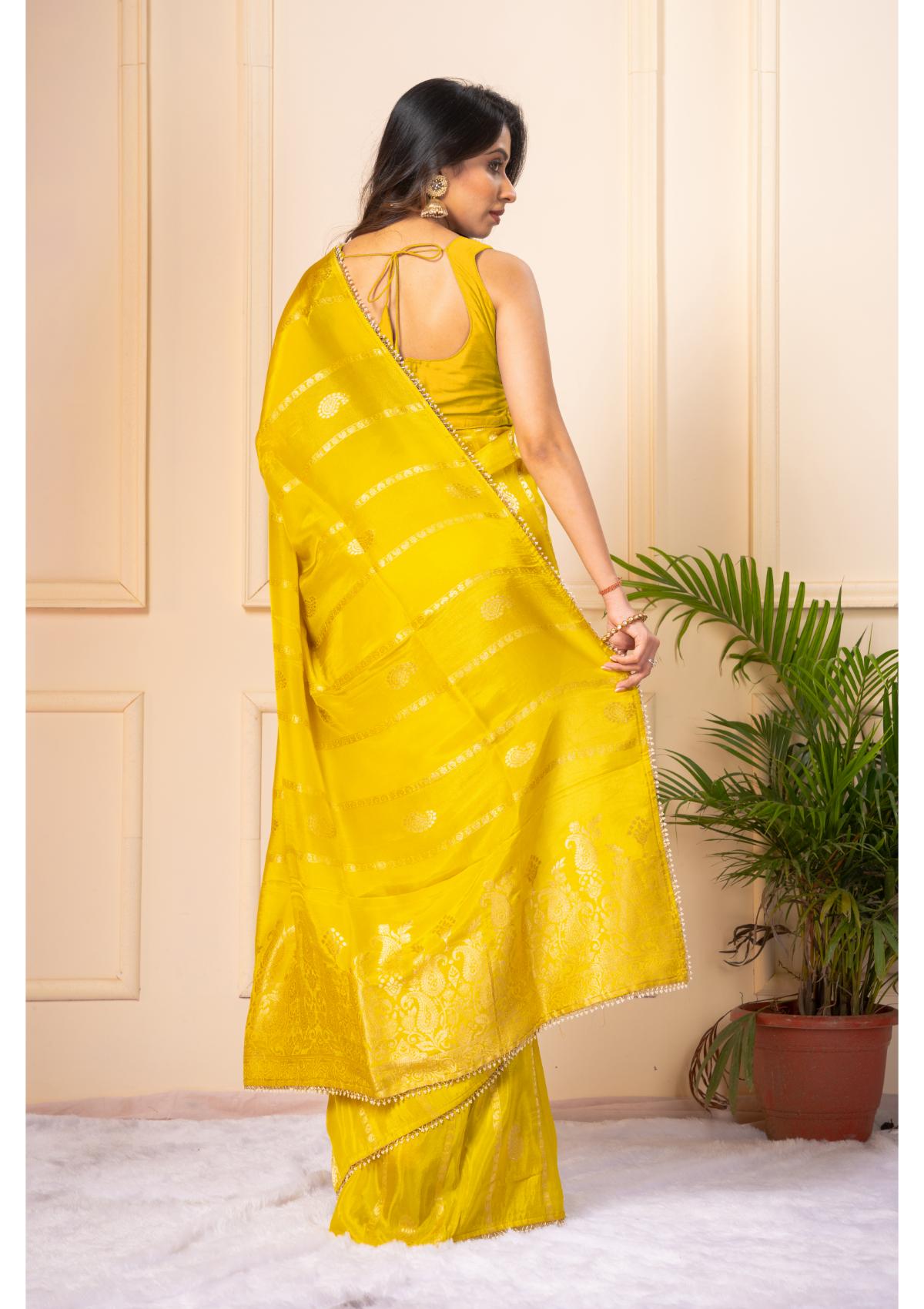 Yellow Zariwork Silk Saree - KAJREE