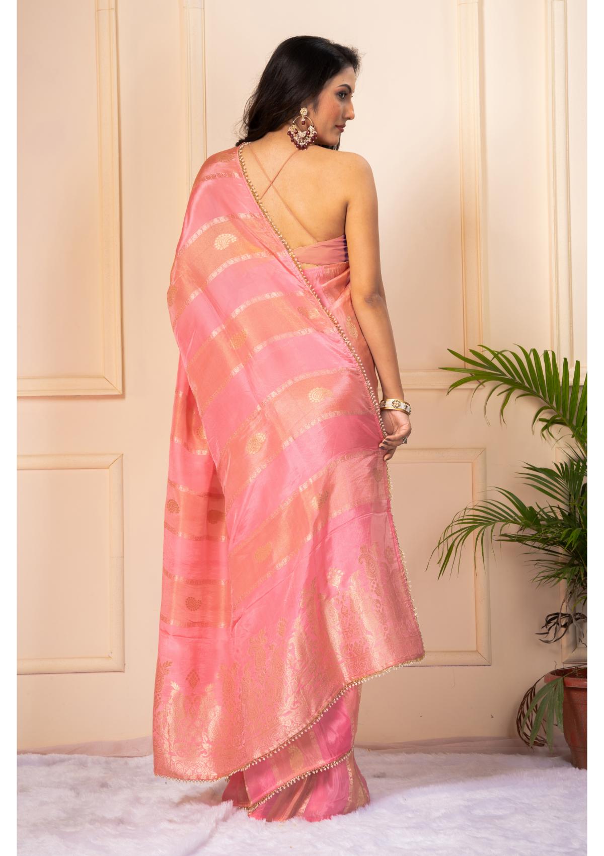 Pink Zariwork Silk Saree - KAJREE