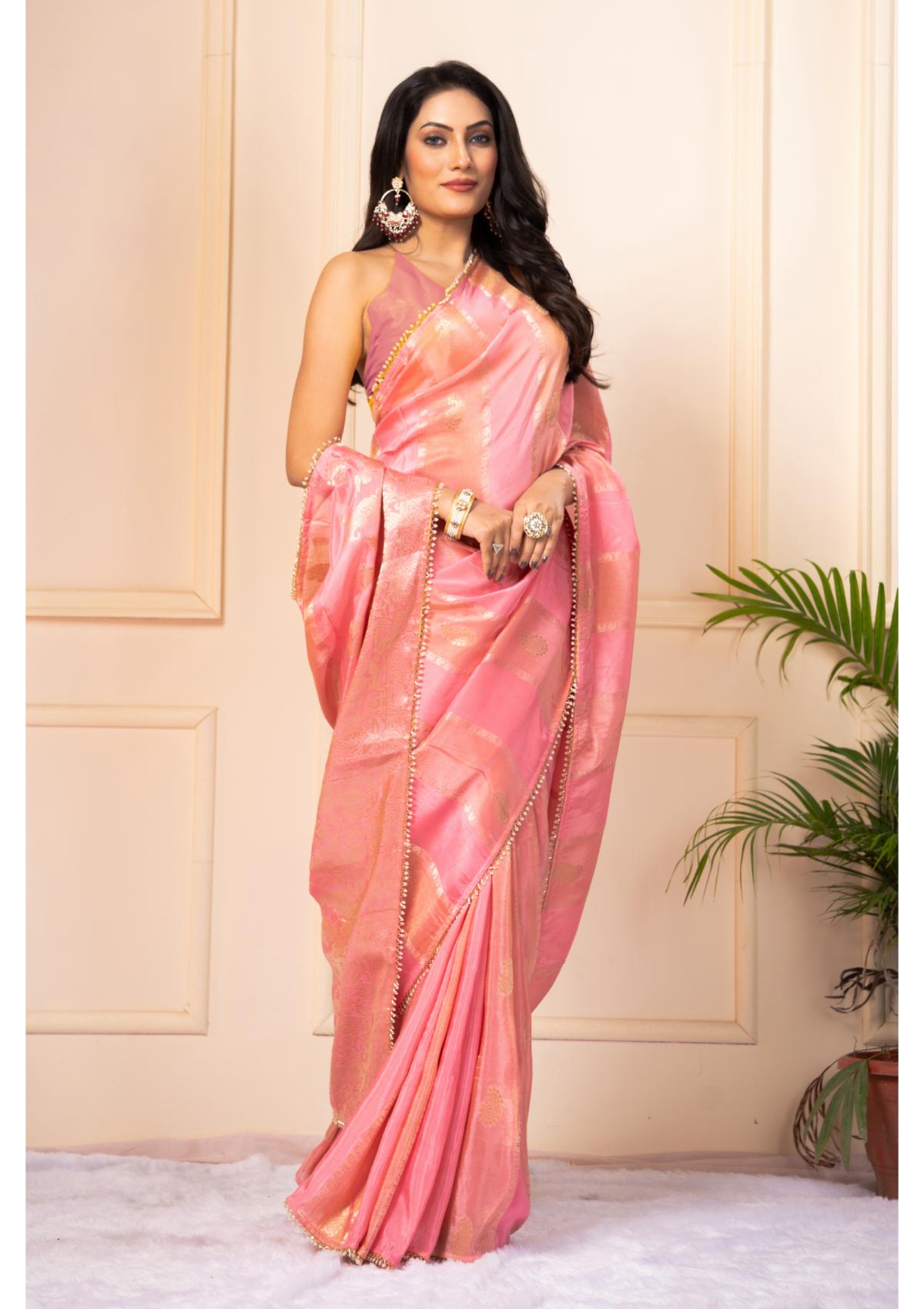Pink Zariwork Silk Saree - KAJREE