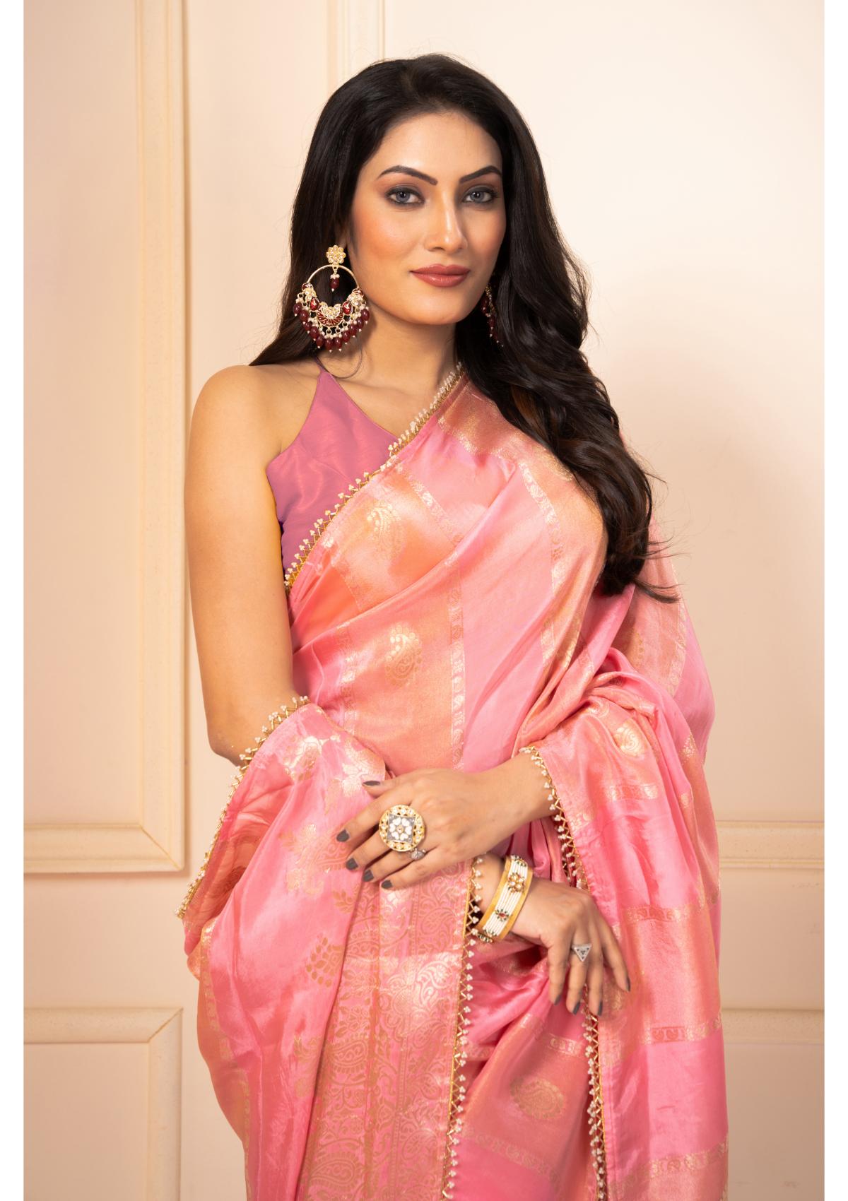 Pink Zariwork Silk Saree - KAJREE
