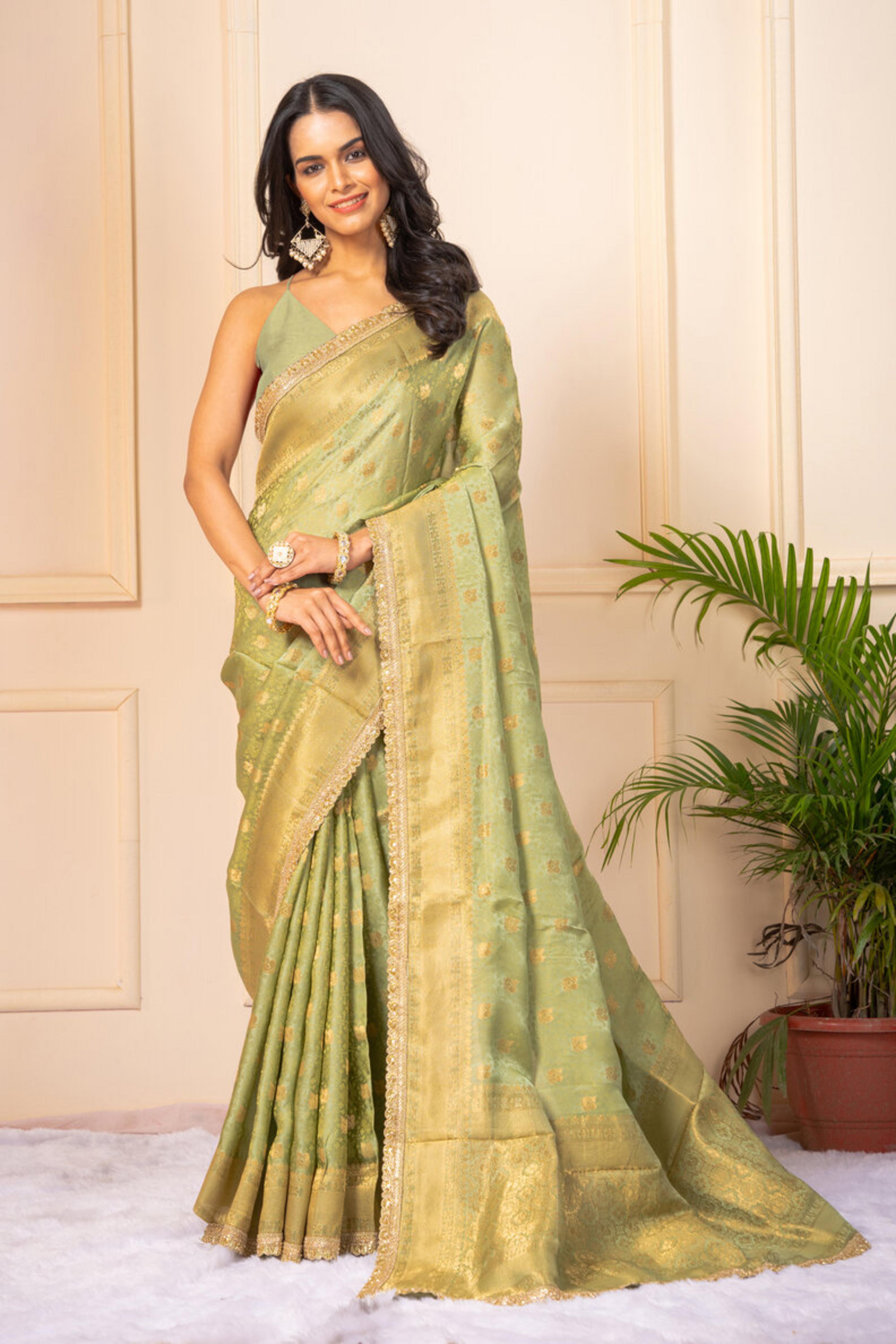 Green Zariwork Silk Saree - Kajree 