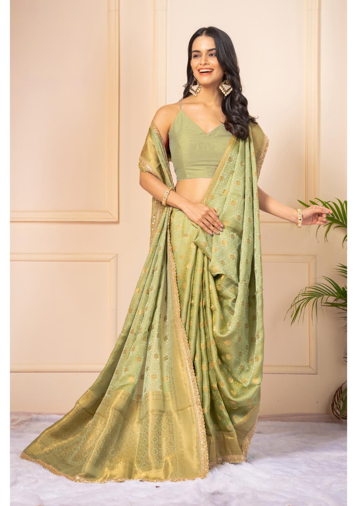 Green Zariwork Silk Saree - Kajree 
