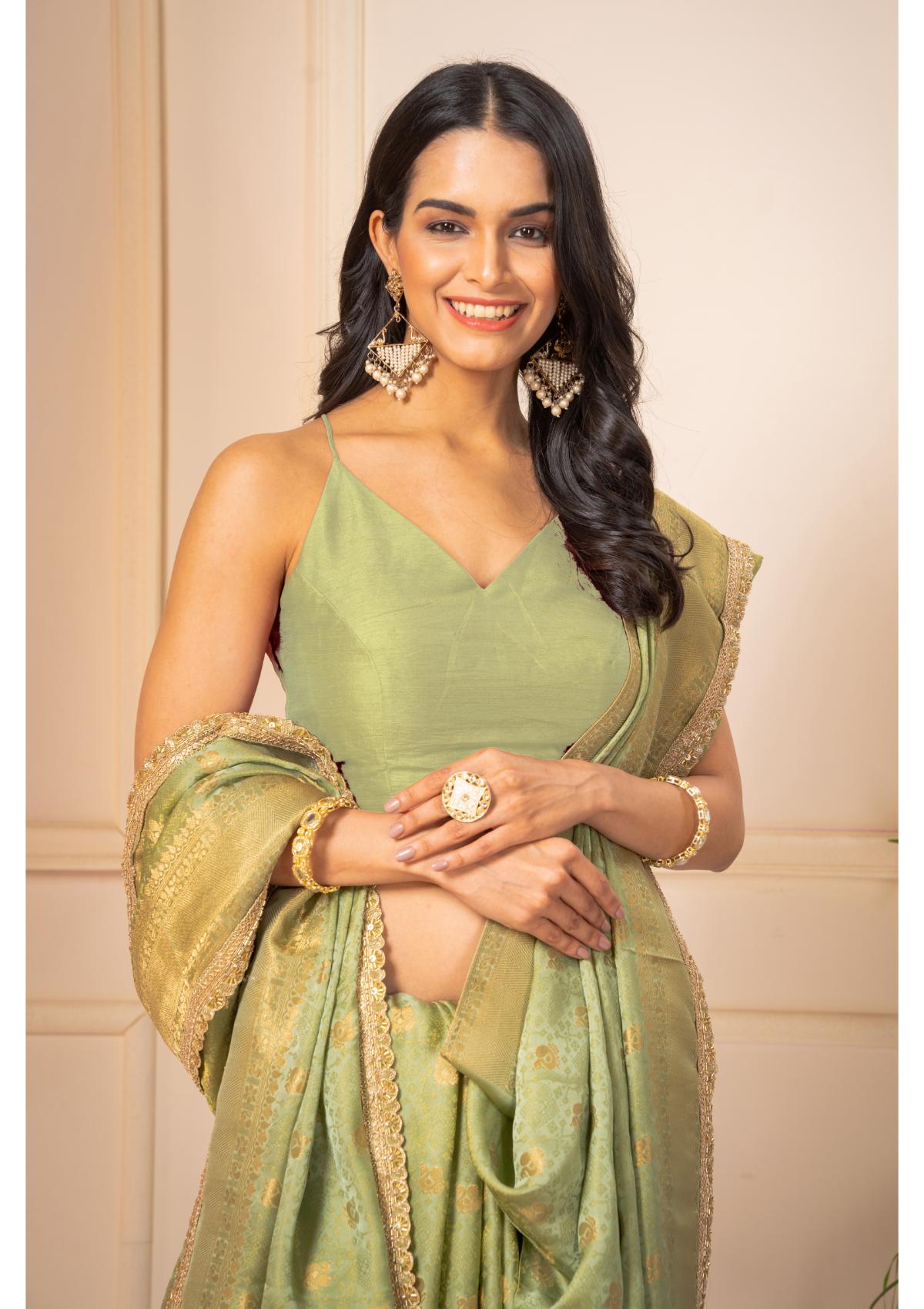 Green Zariwork Silk Saree - Kajree 