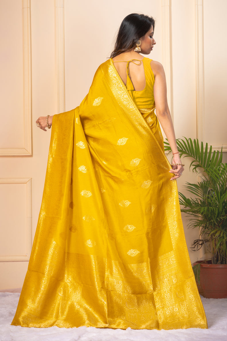 Yellow Zariwork Silk Saree - KAJREE